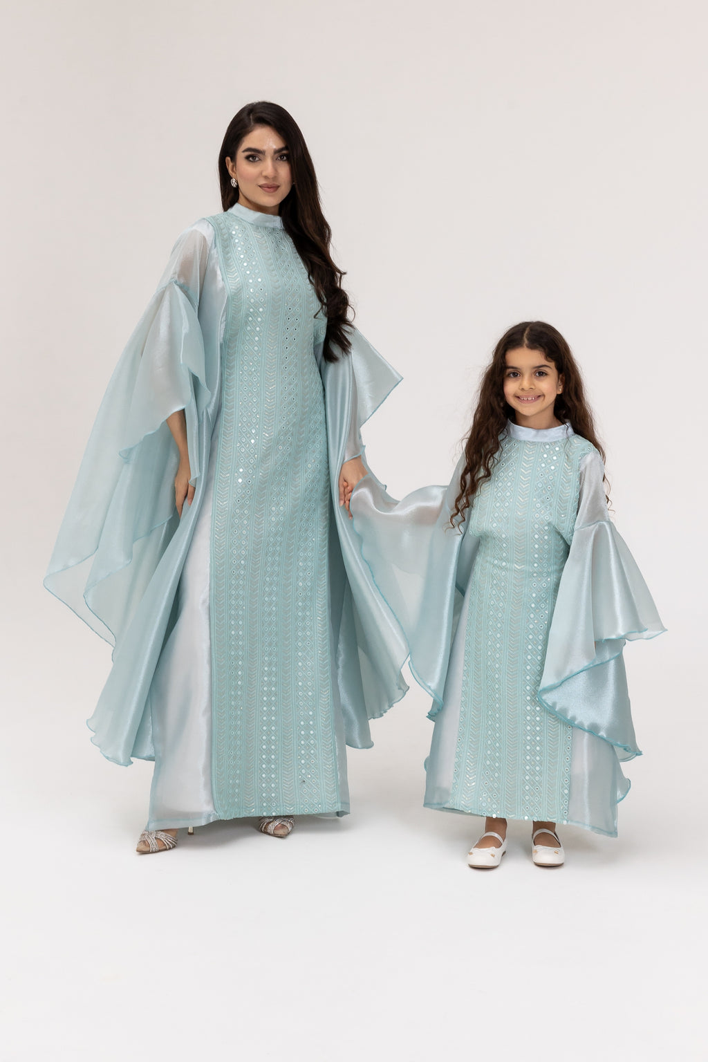 Kids Light Blue Embellished Dress