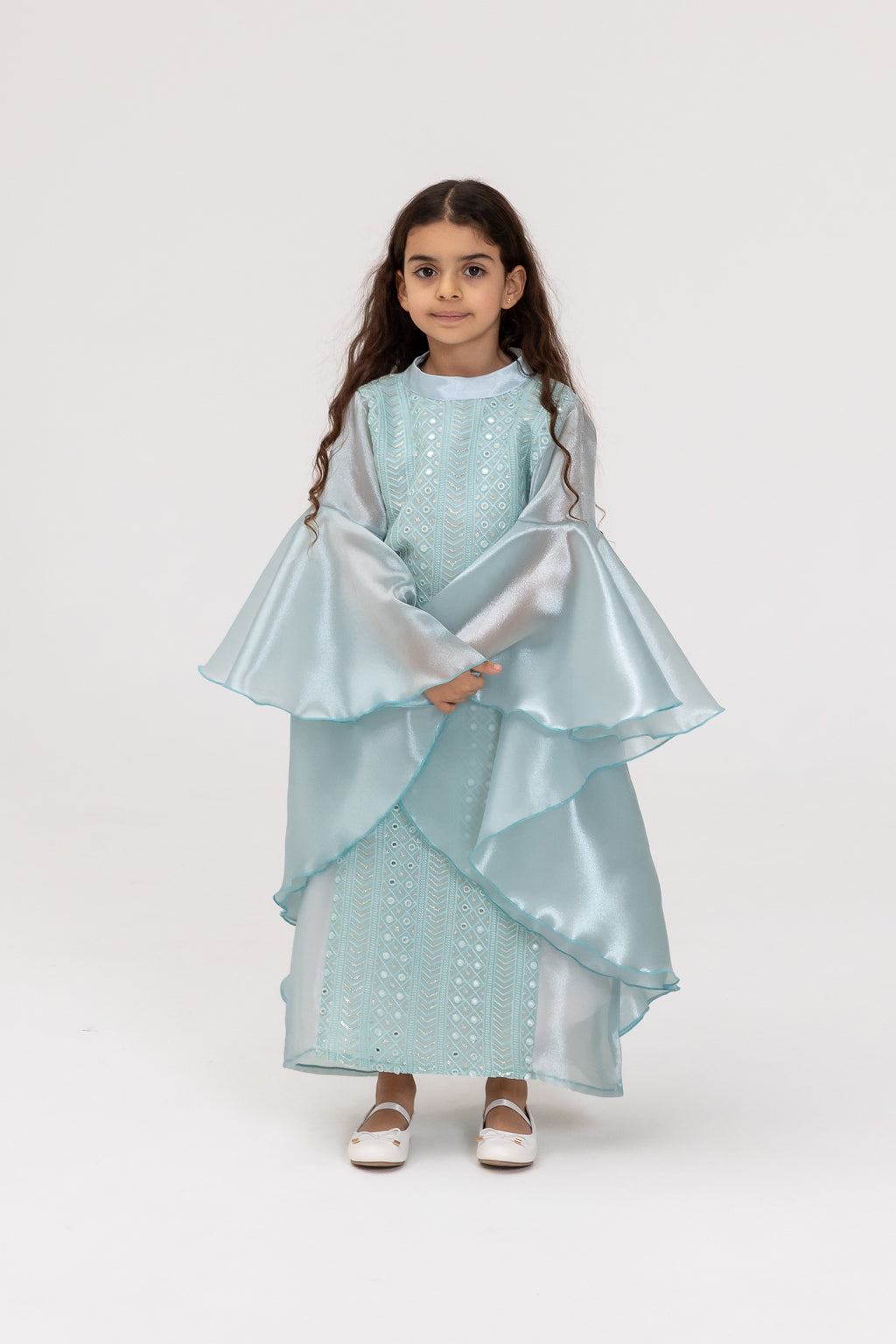 Kids Light Blue Embellished Dress