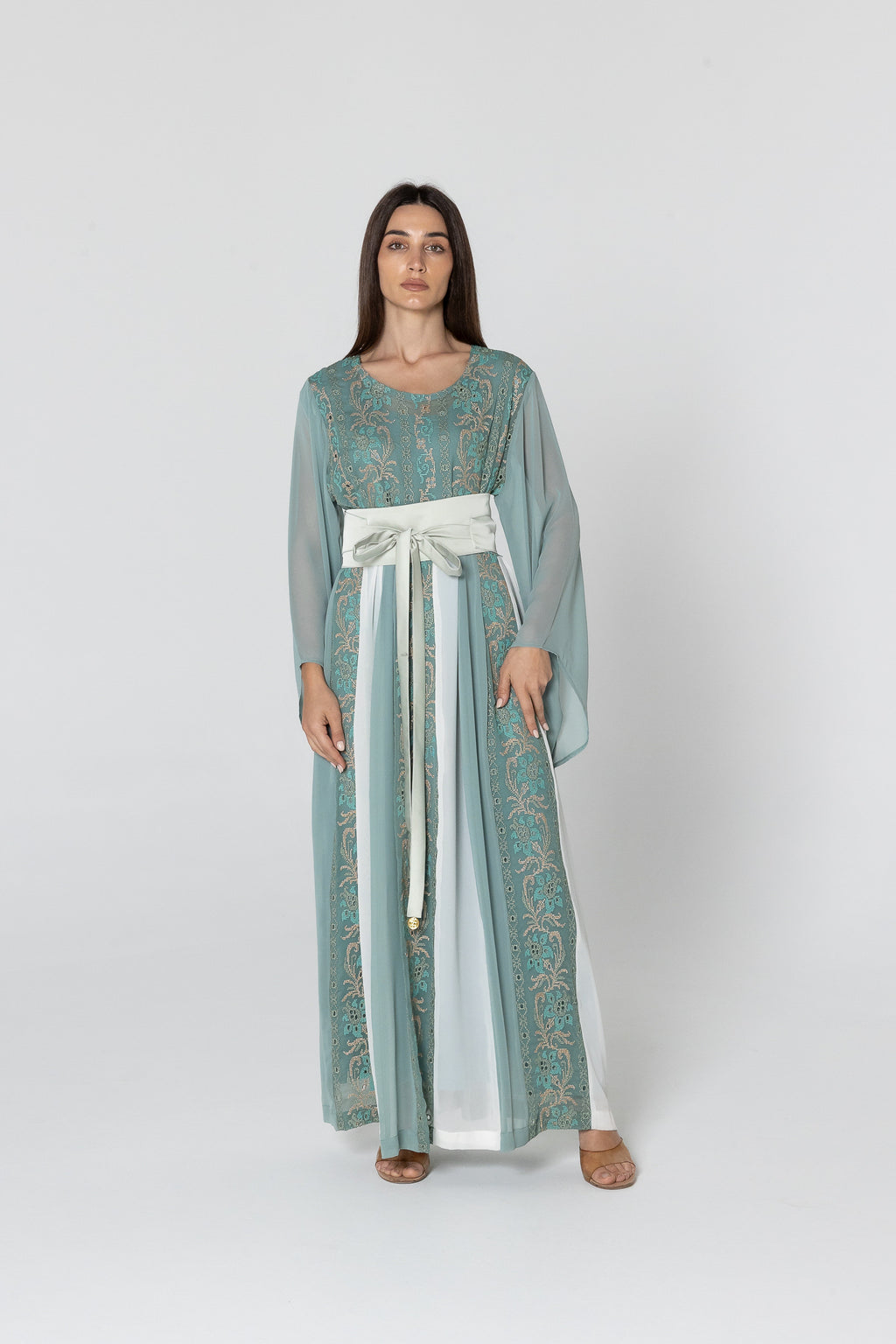 Green Dress with Embroidered Details