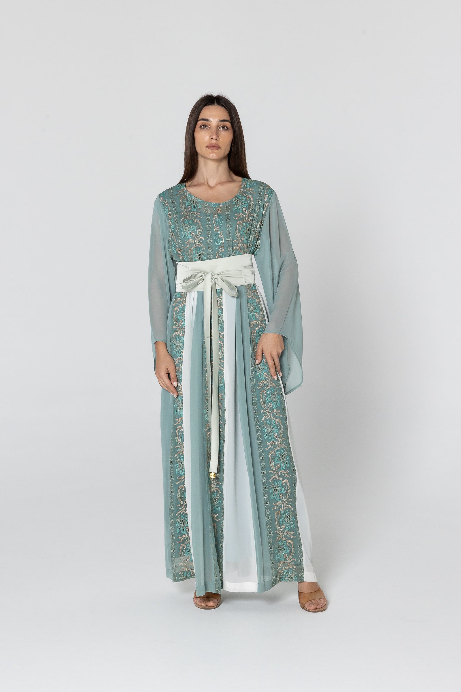 Green Dress with Embroidered Details