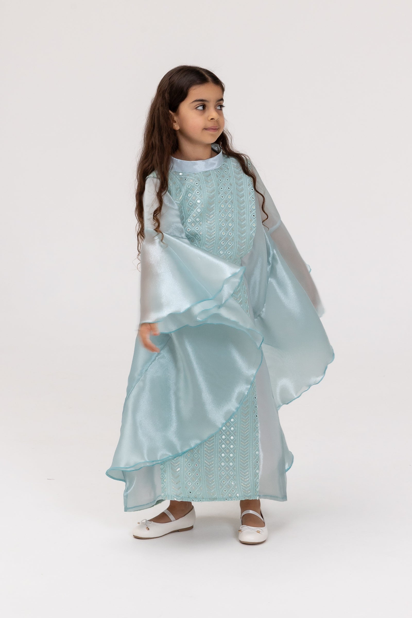 Kids Light Blue Embellished Dress