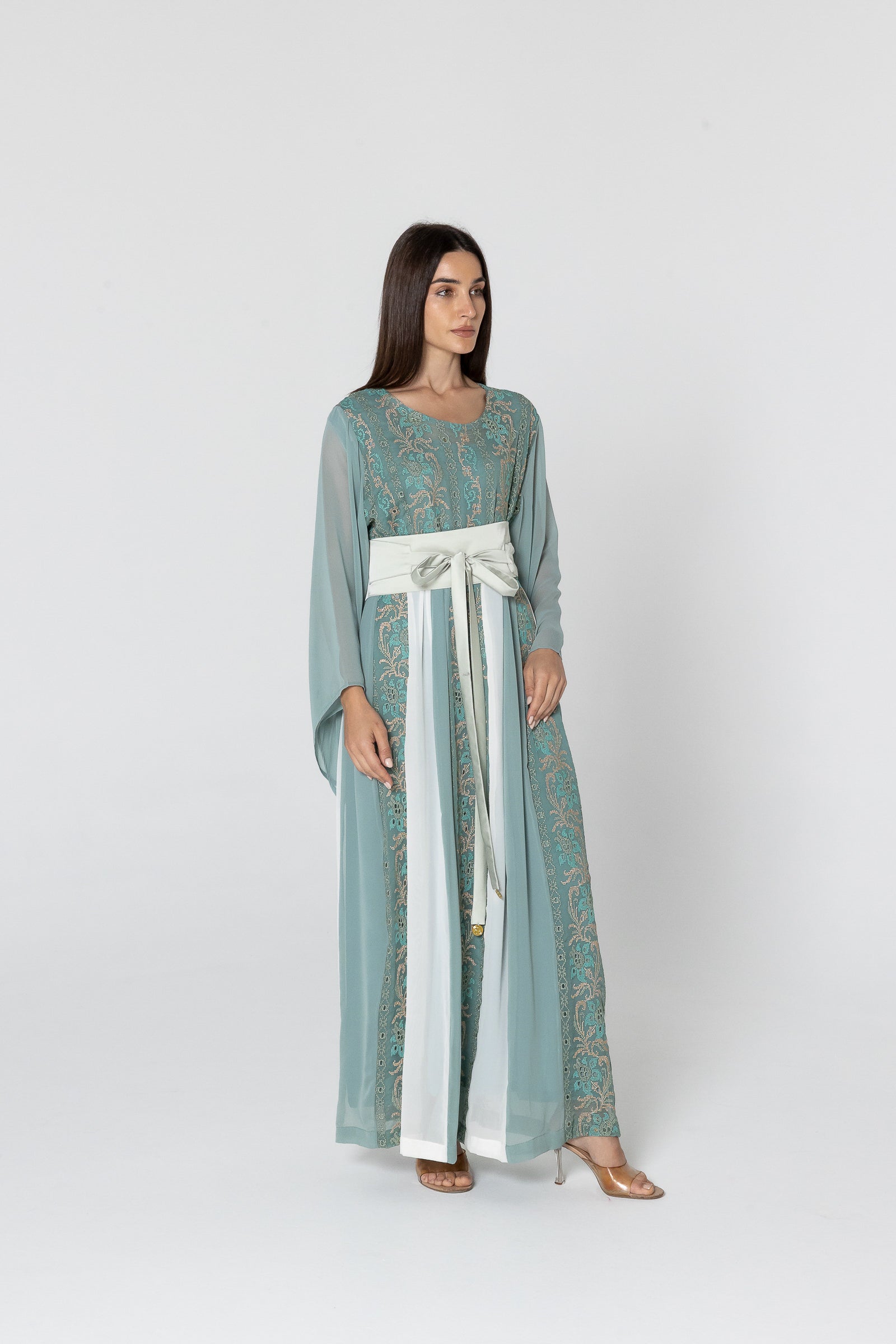 Green Dress with Embroidered Details