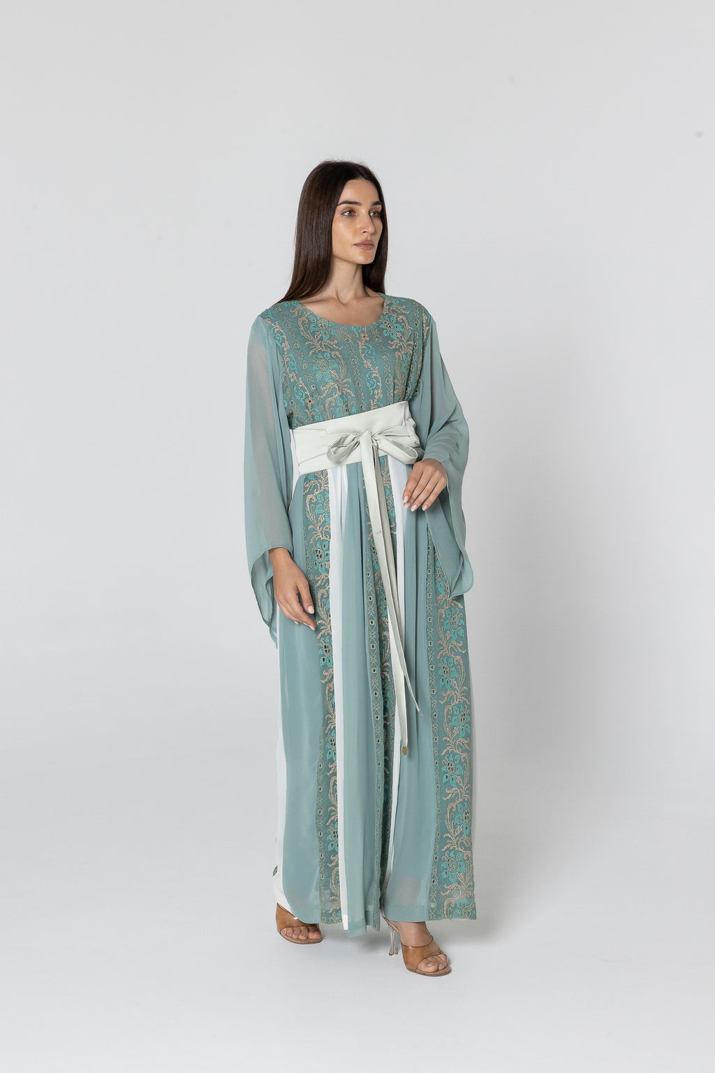 Green Dress with Embroidered Details