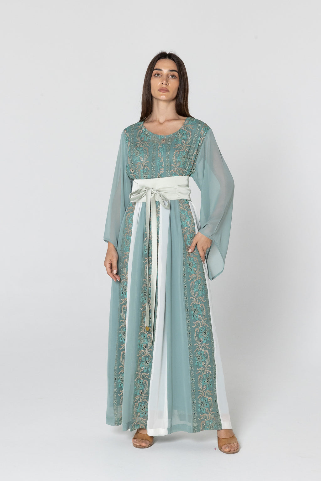 Green Dress with Embroidered Details