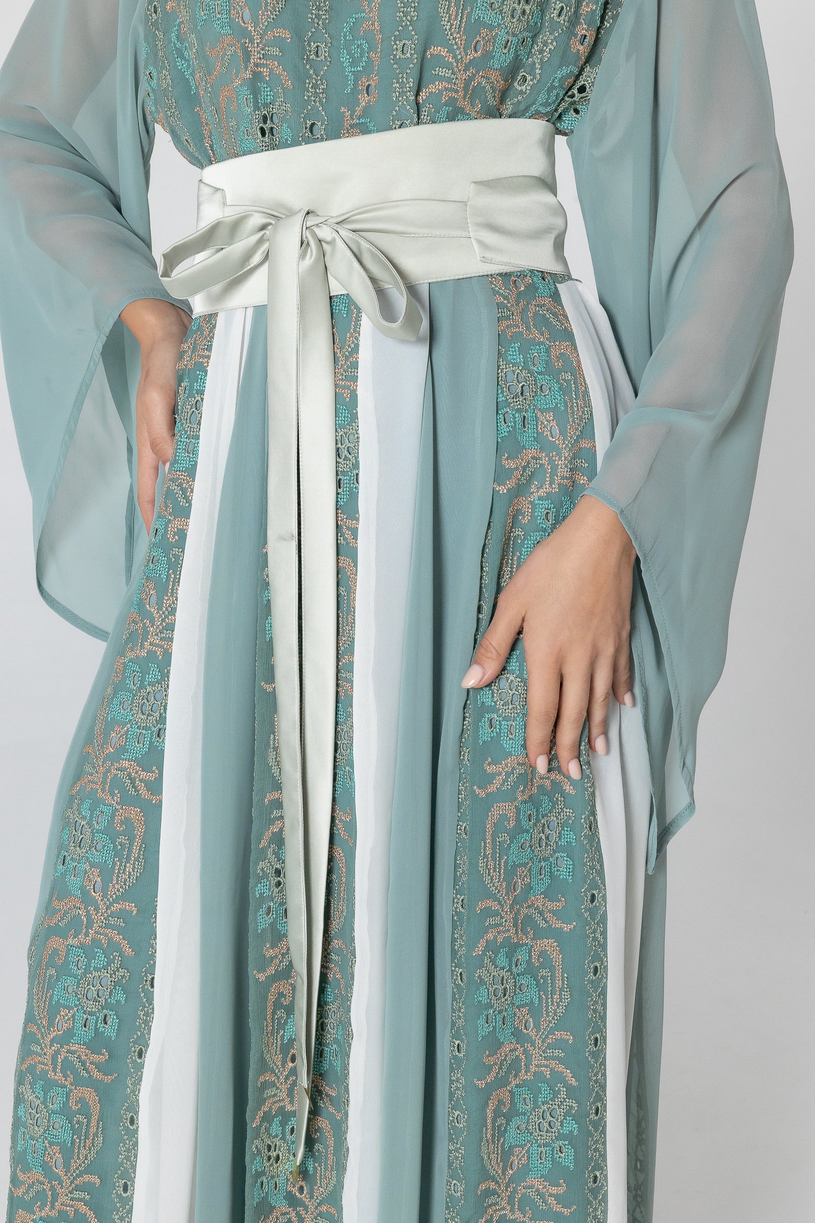 Green Dress with Embroidered Details