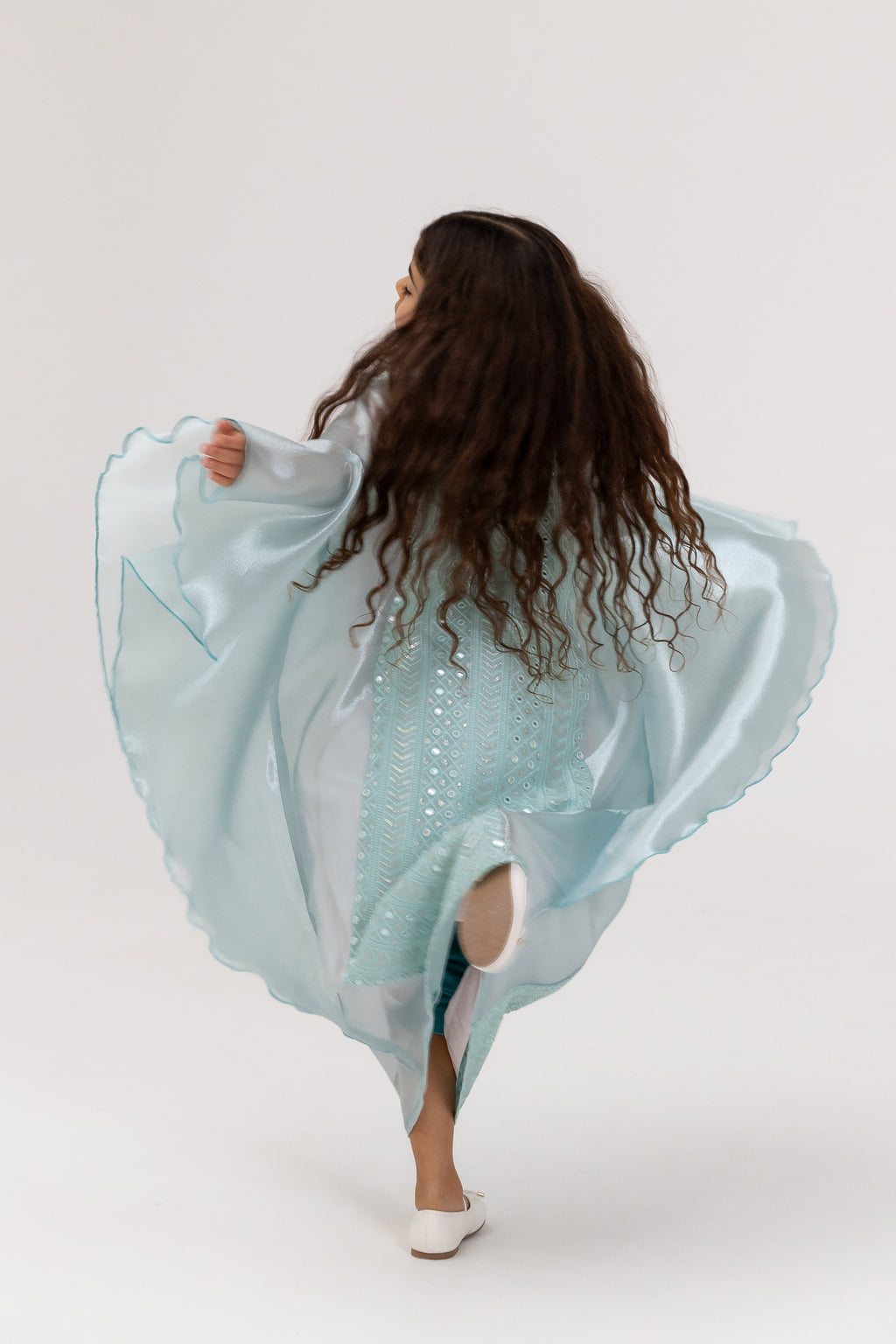 Kids Light Blue Embellished Dress