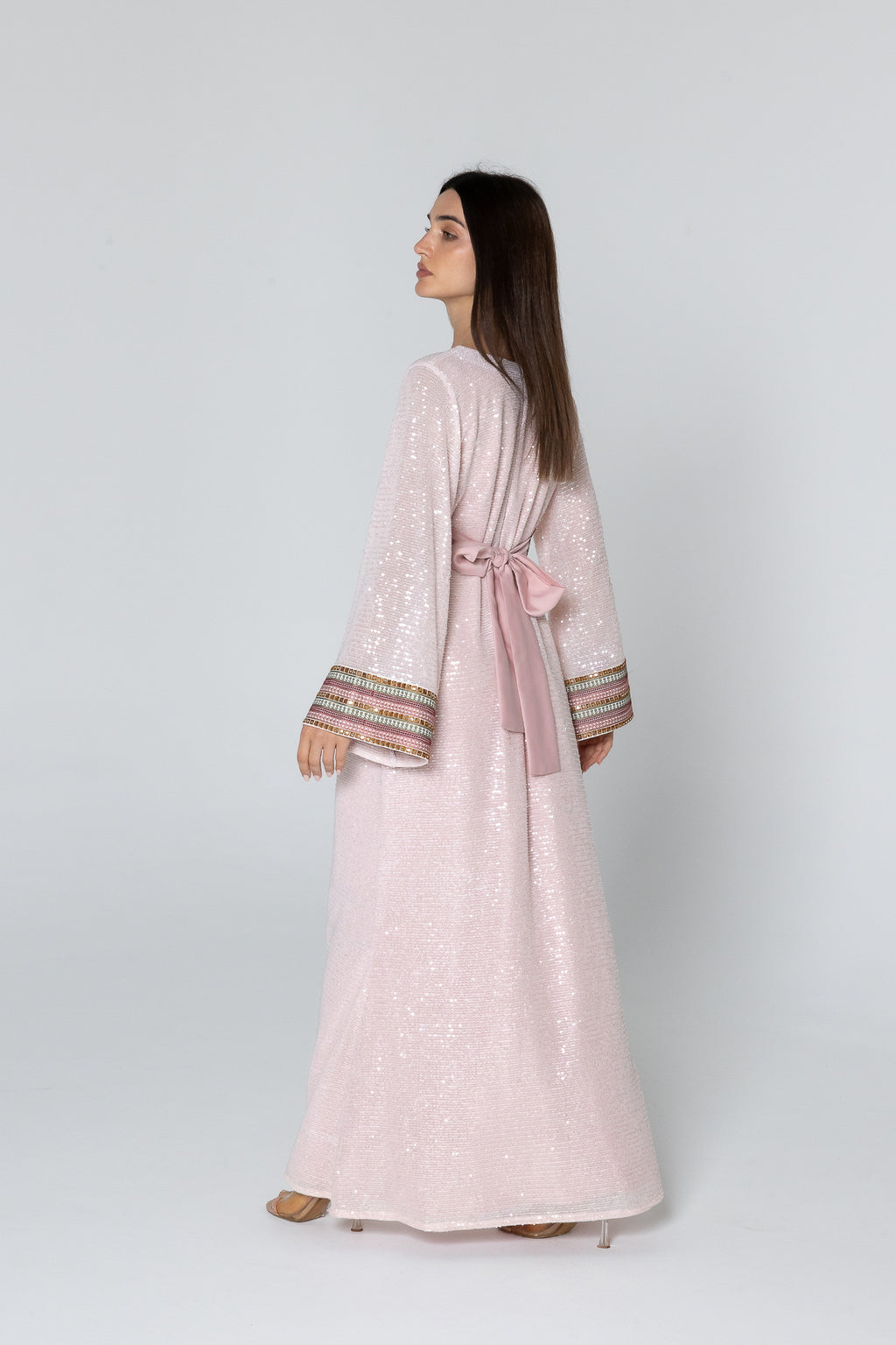 Pink Dress with Embroidery and Sequin Details