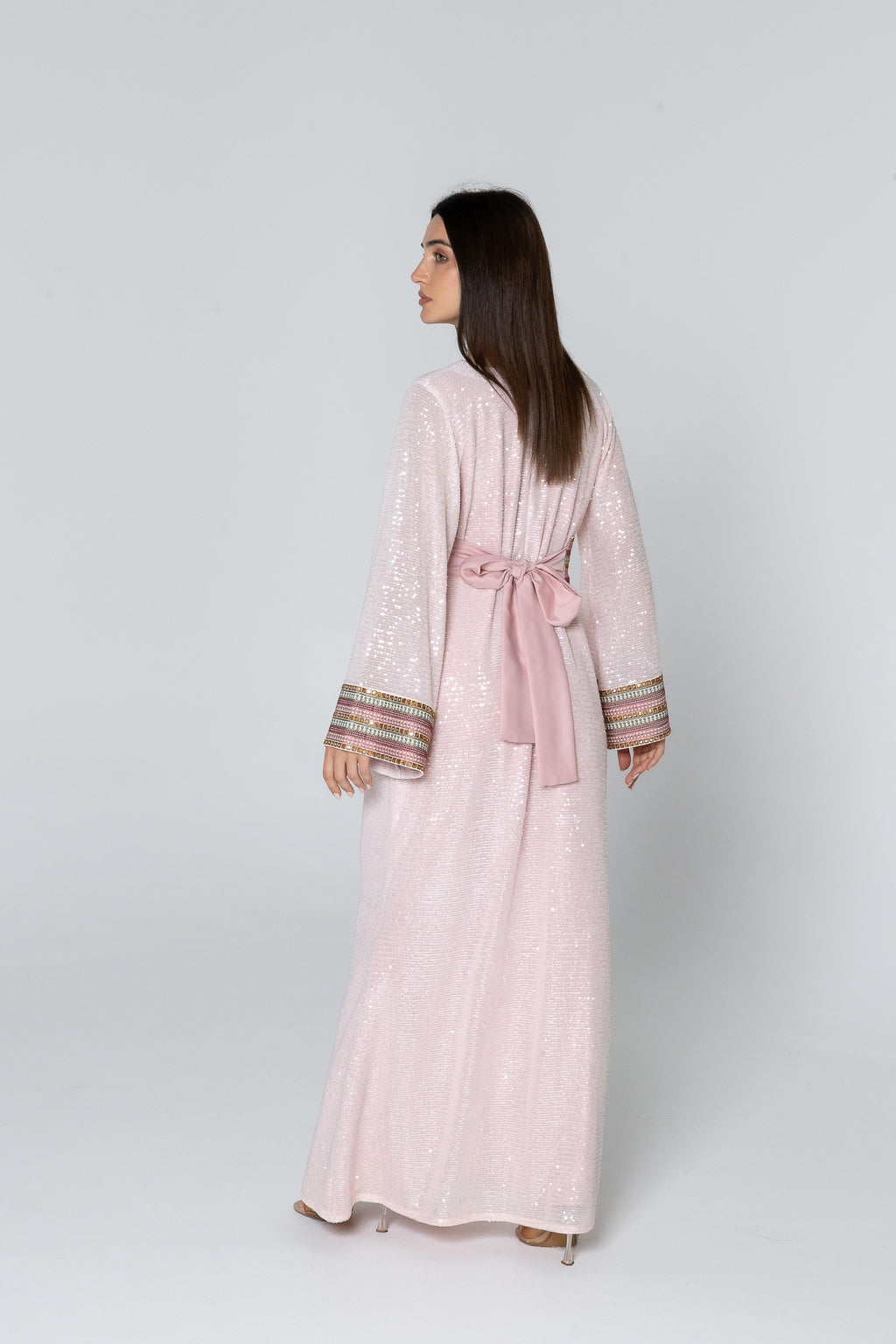 Pink Dress with Embroidery and Sequin Details