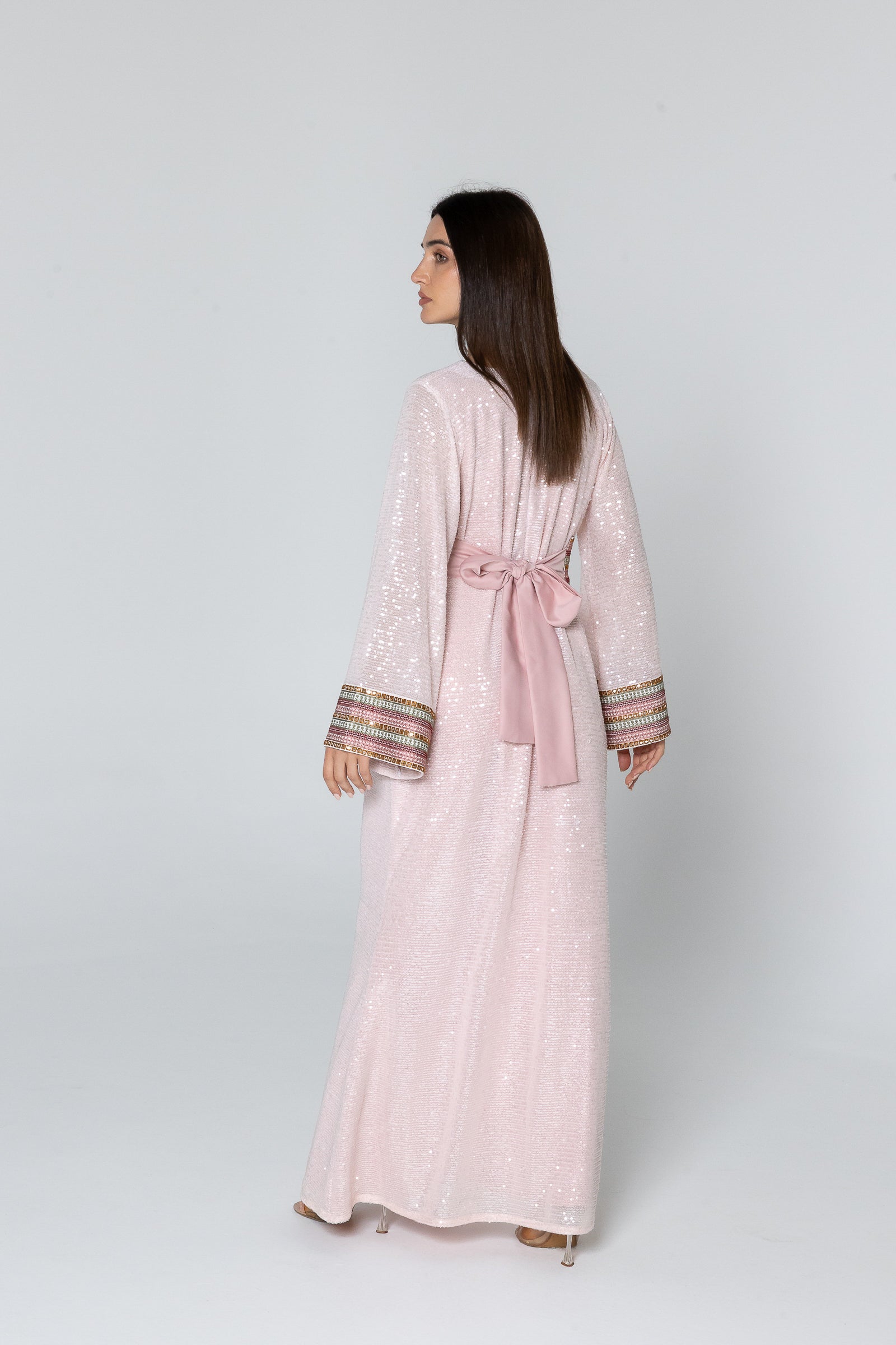 Pink Dress with Embroidery and Sequin Details