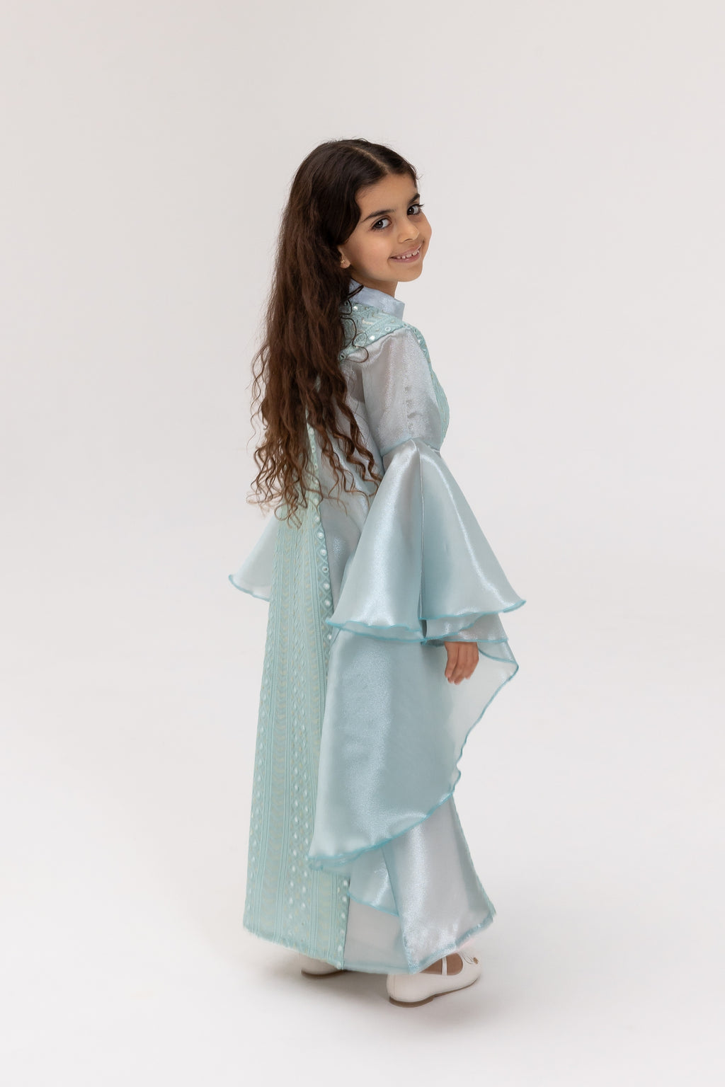 Kids Light Blue Embellished Dress