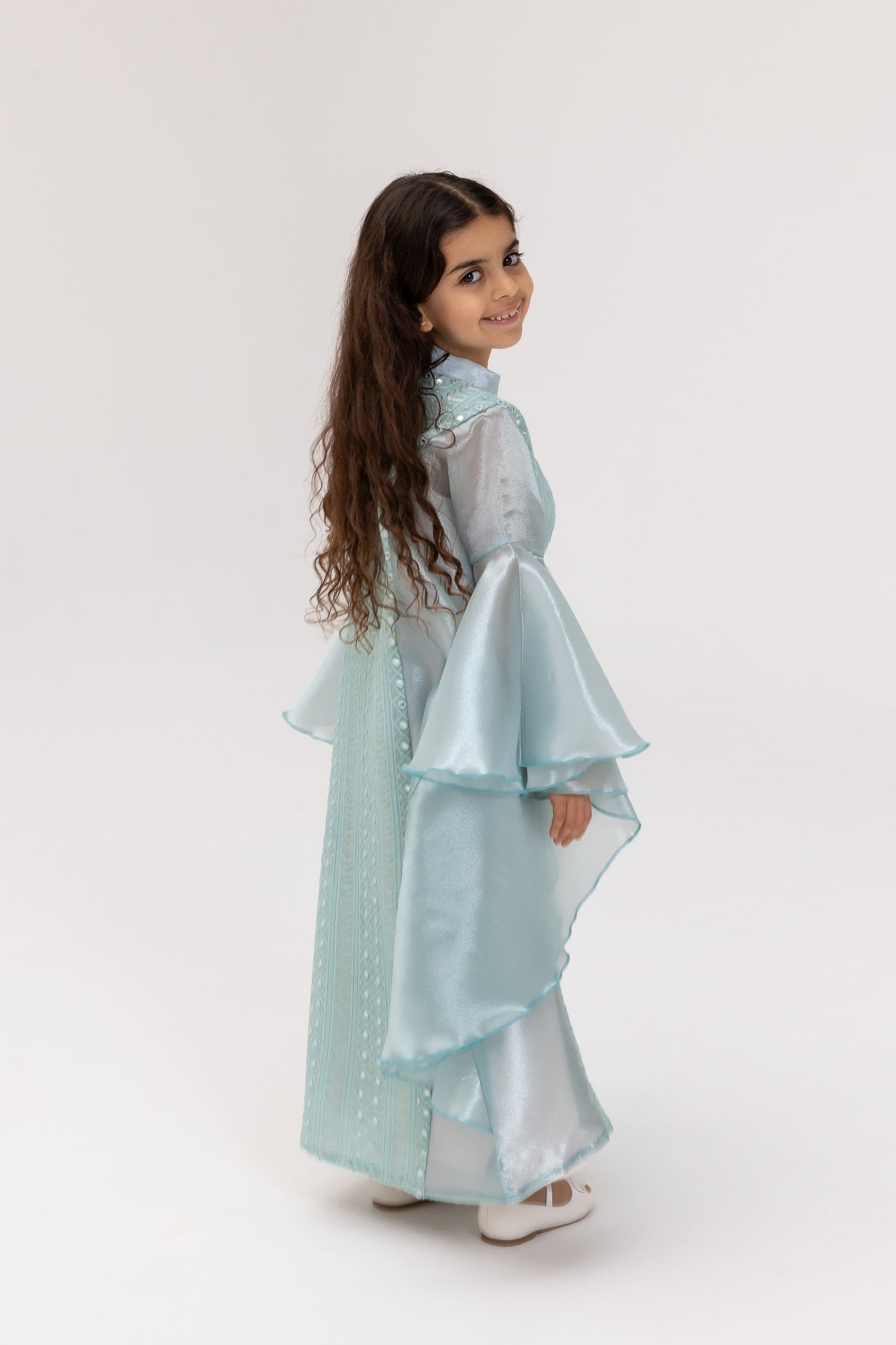 Kids Light Blue Embellished Dress