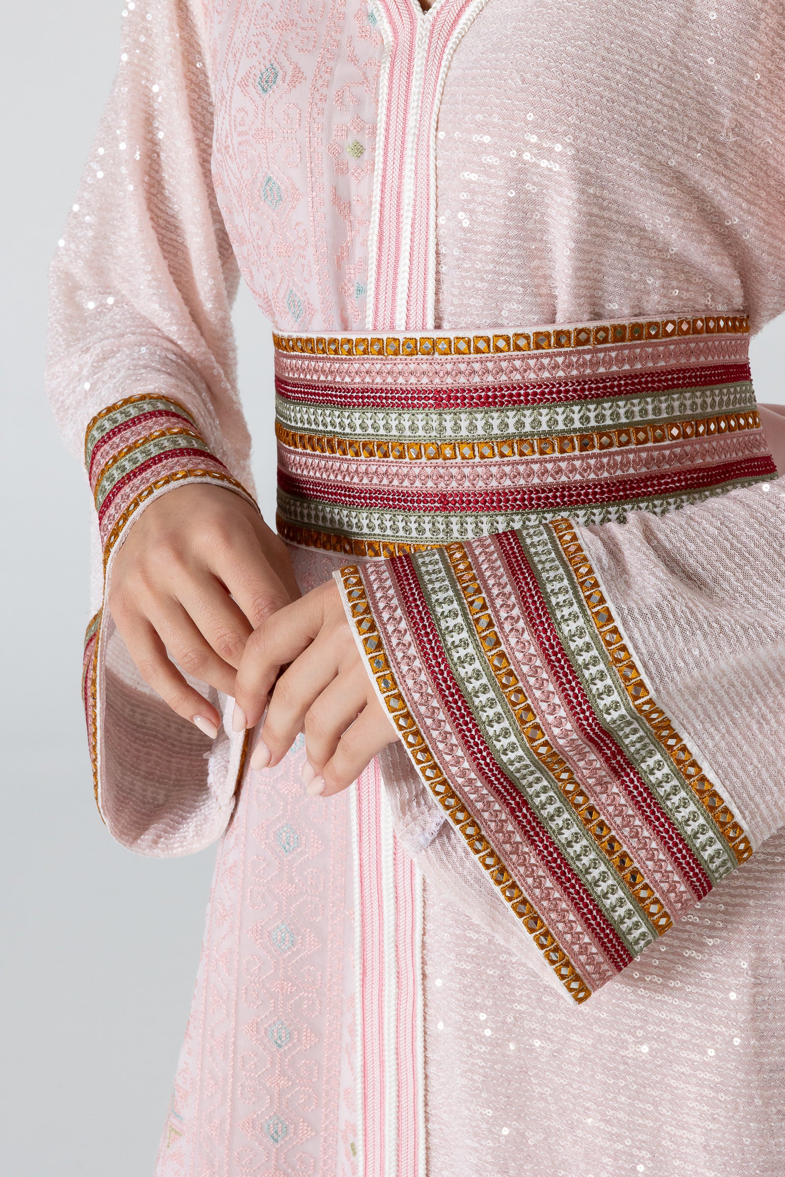 Pink Dress with Embroidery and Sequin Details