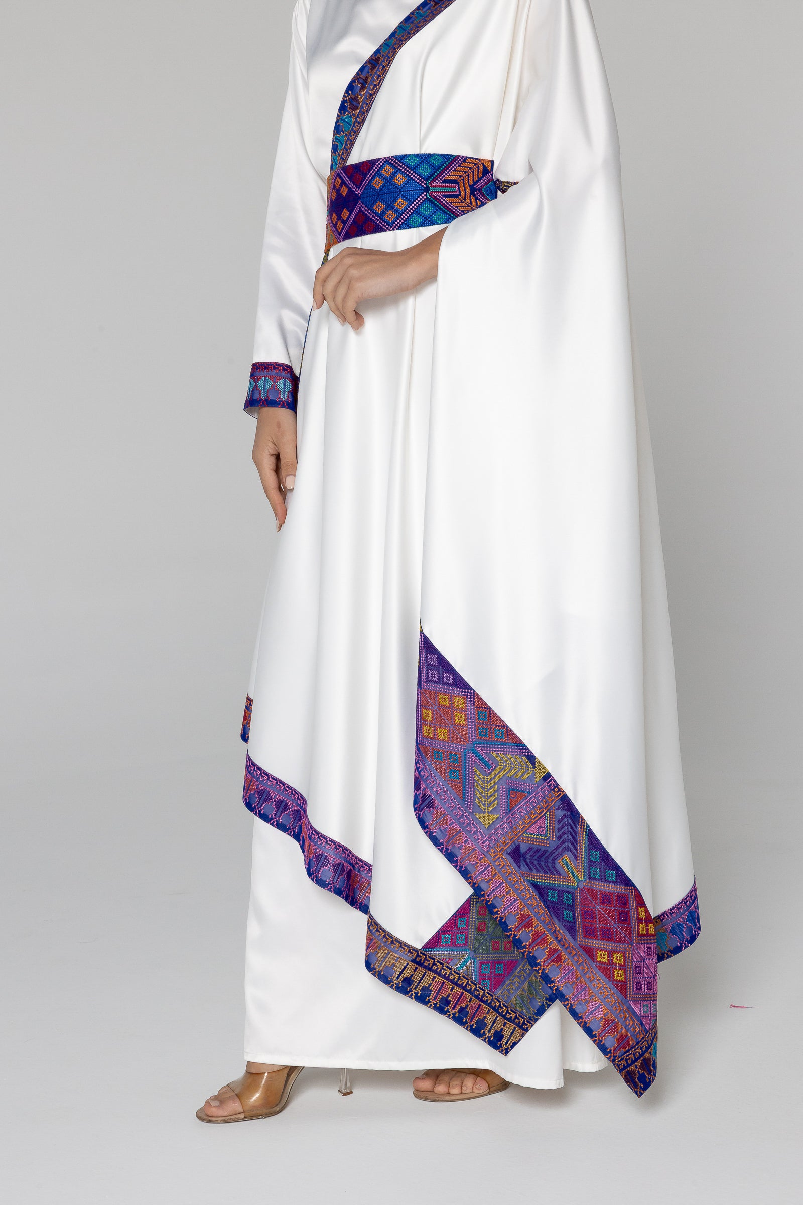 White Embroidered Wrap Dress