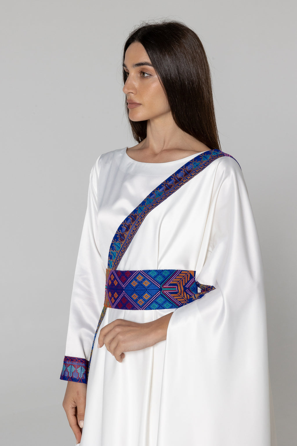 White Embroidered Wrap Dress