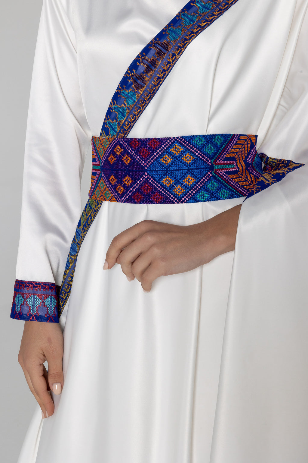 White Embroidered Wrap Dress