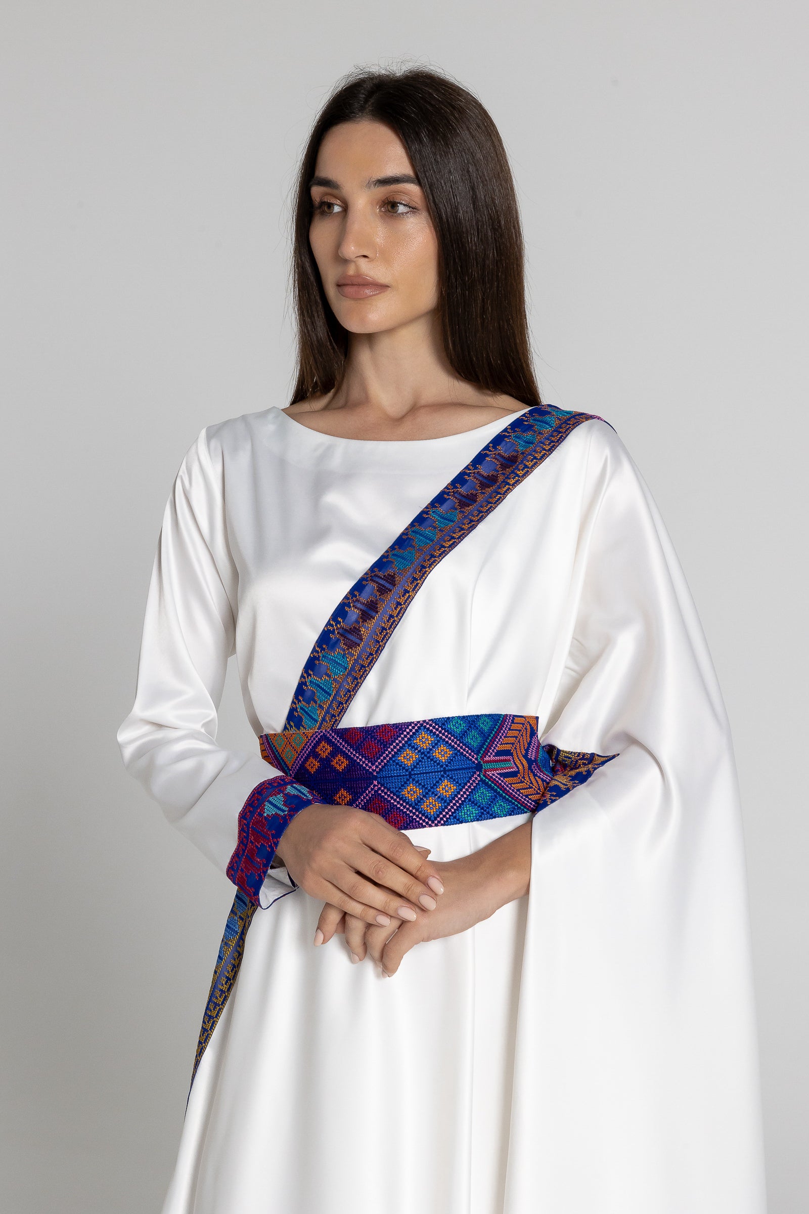 White Embroidered Wrap Dress