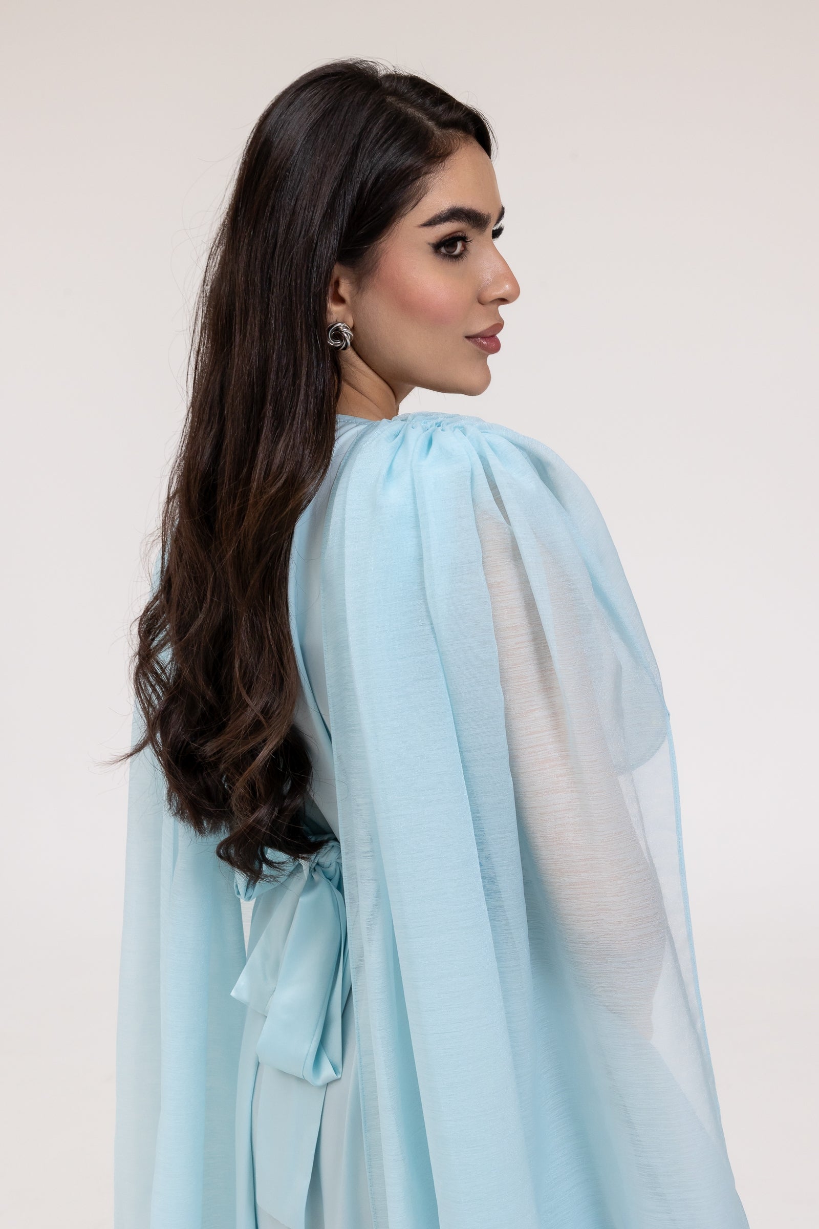 Blue Embroidered Cape Kaftan
