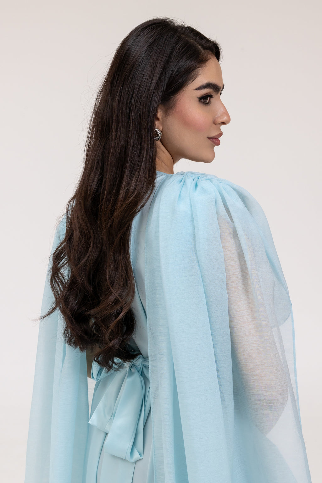Blue Embroidered Cape Kaftan