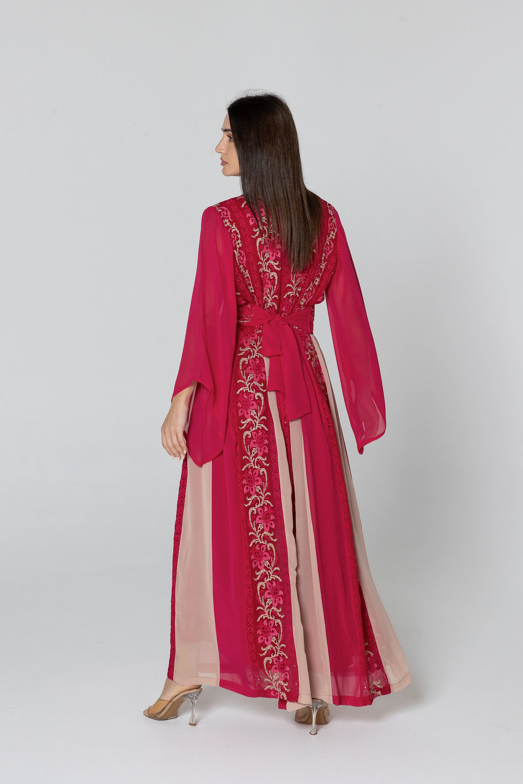 Fuchsia Dress with Floral Embroidery