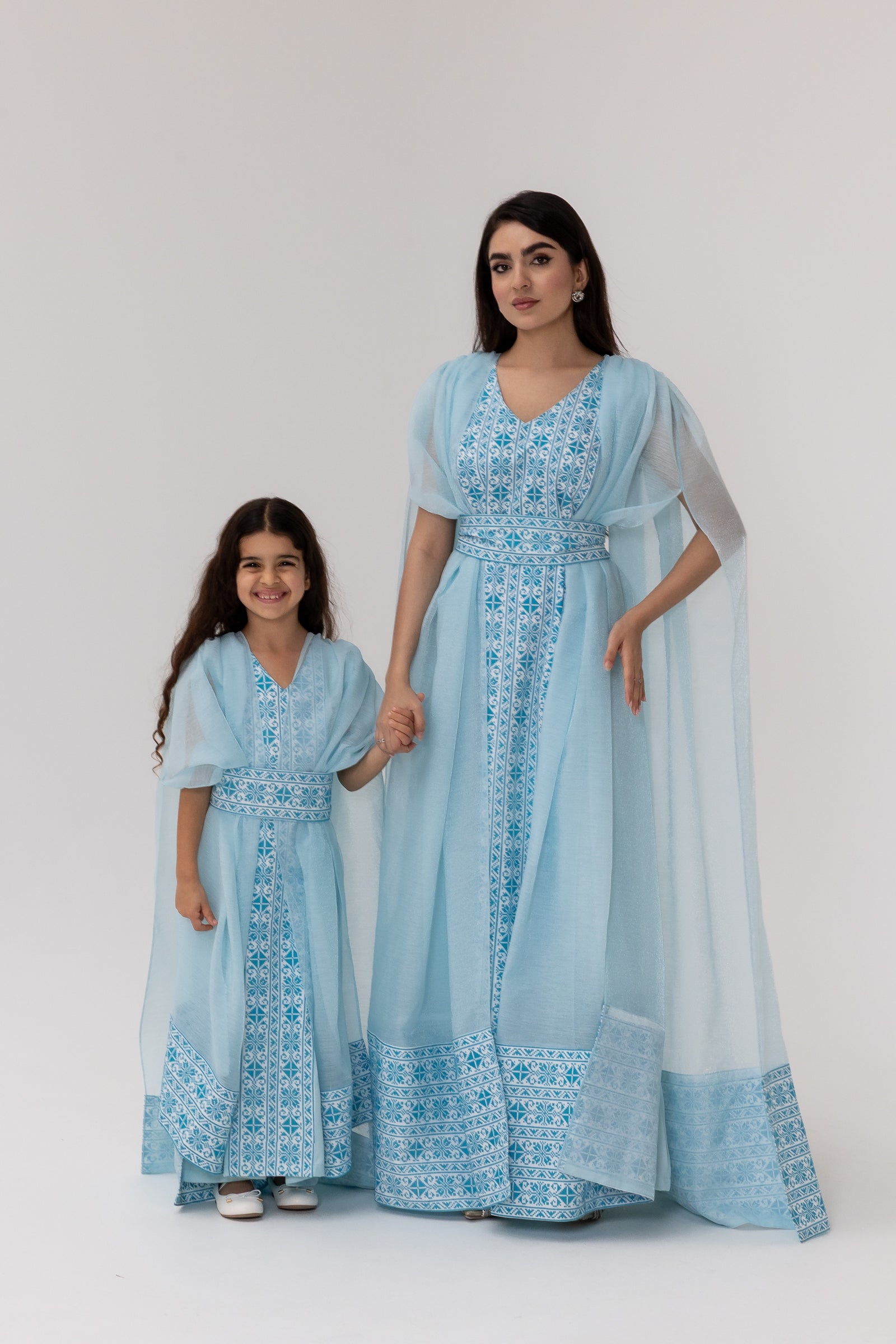 Blue Embroidered Cape Kaftan