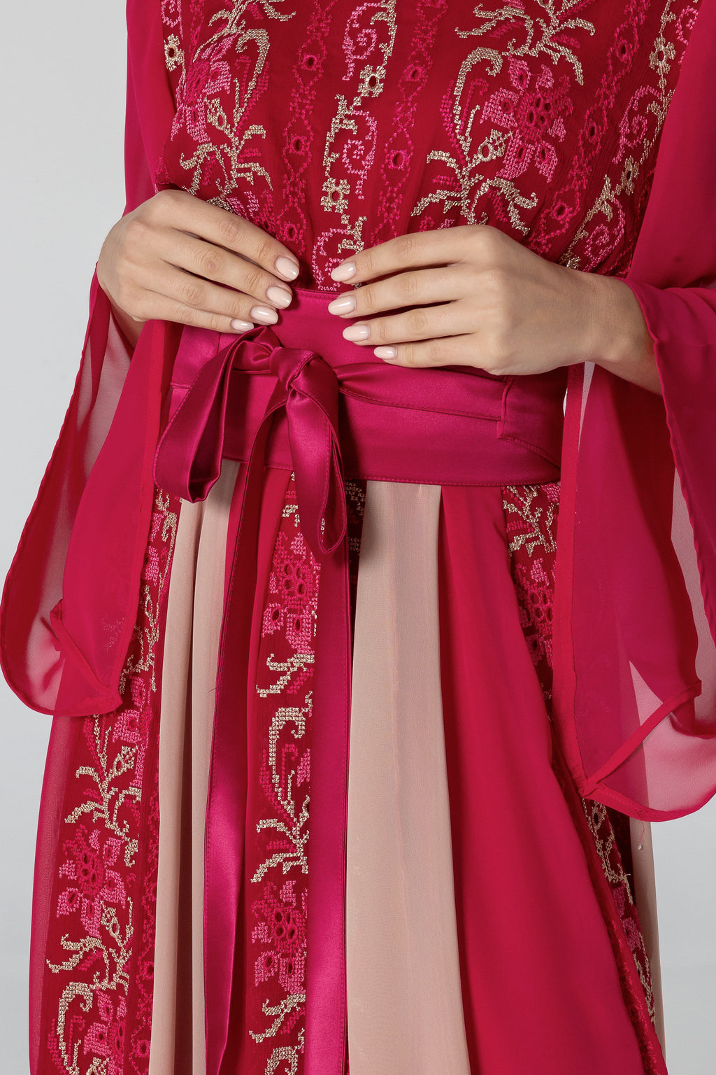 Fuchsia Dress with Floral Embroidery