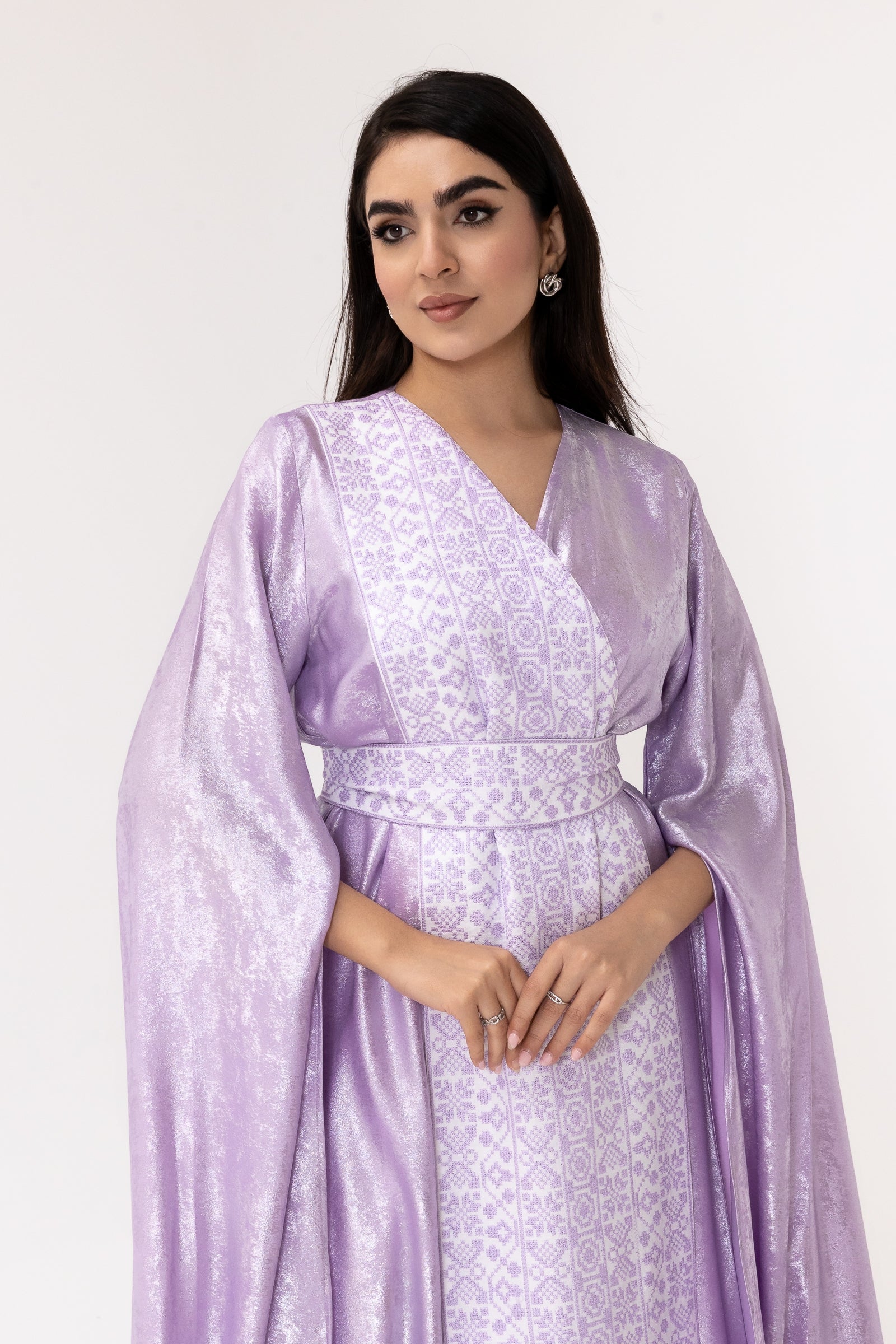 Lilac Embroidered Wrap Abaya