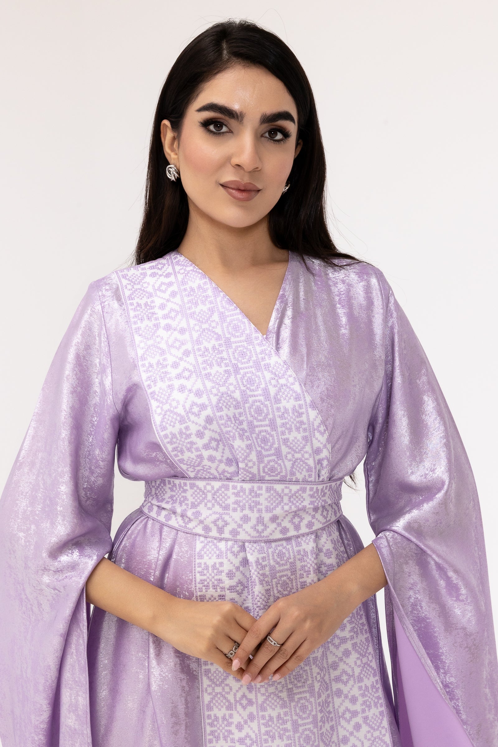 Lilac Embroidered Wrap Abaya