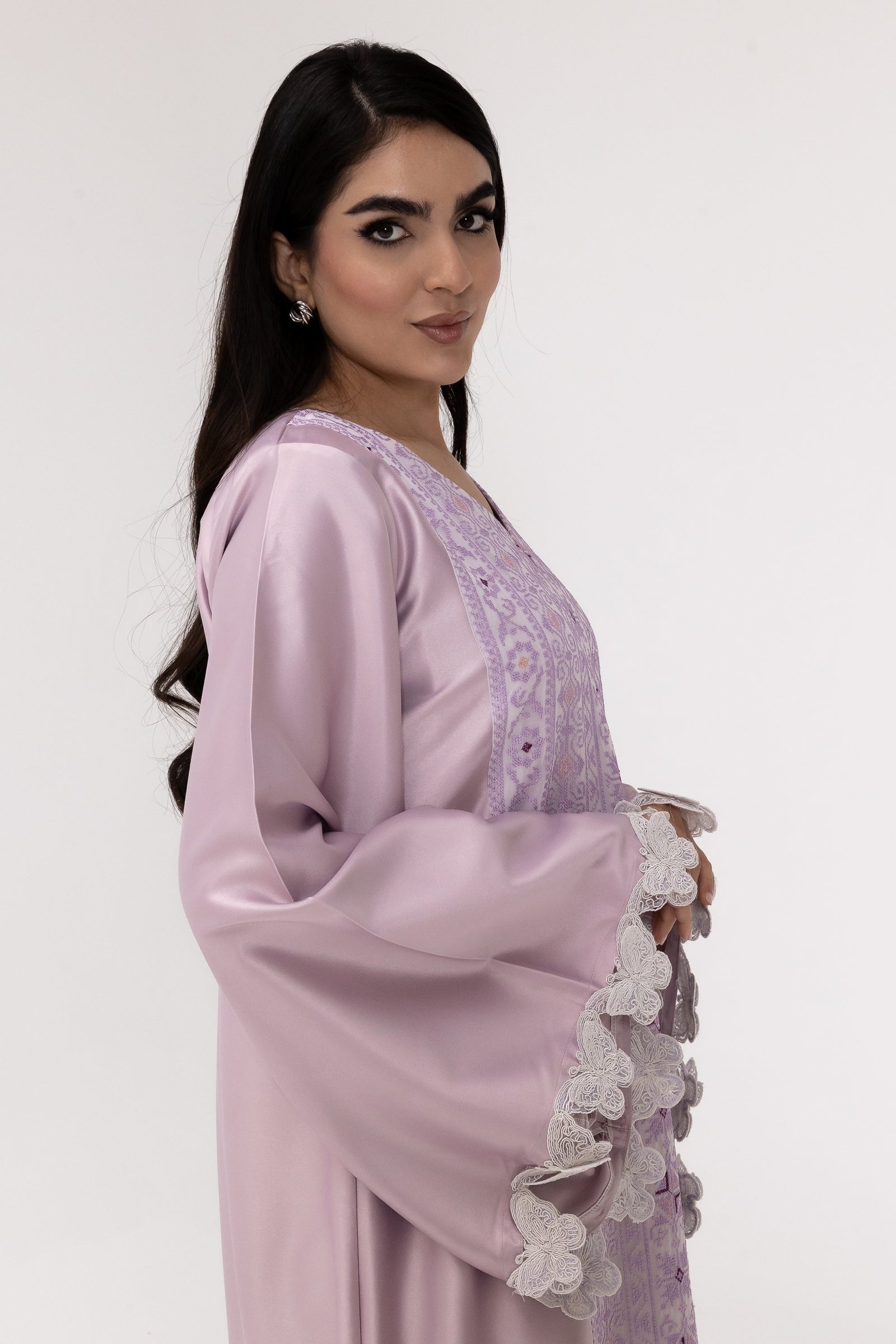 Lilac Kaftan with Butterfly Sleeves