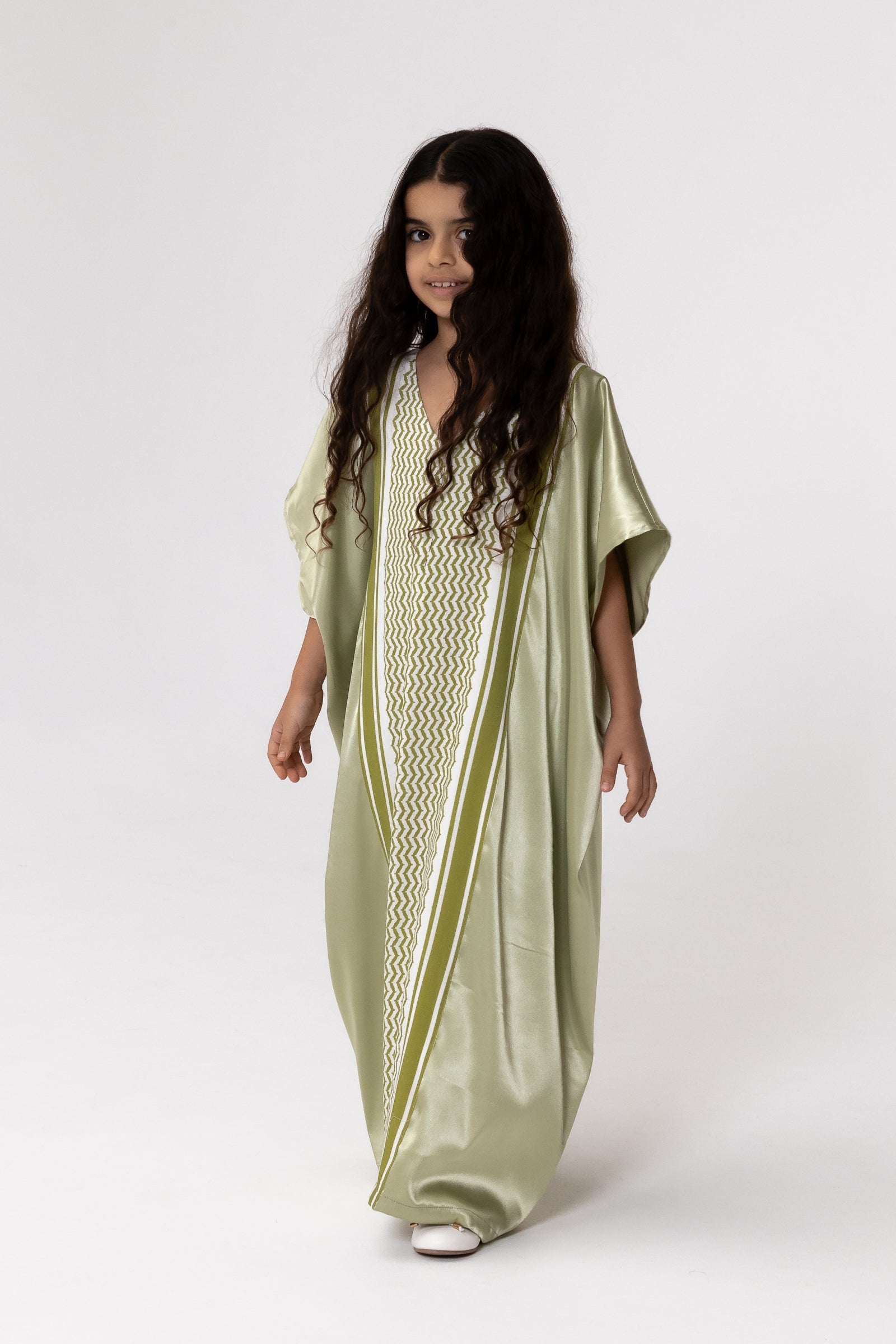 Kids Lime Embroidered Kaftan