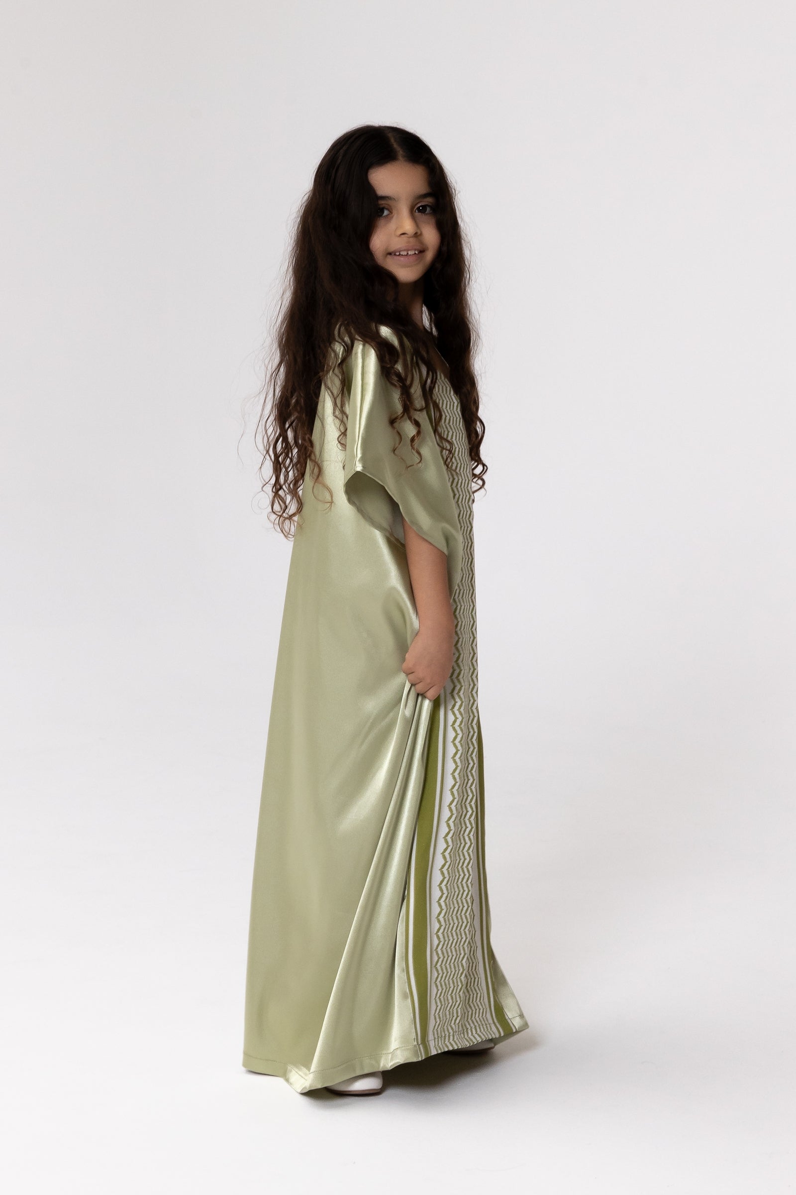Kids Lime Embroidered Kaftan