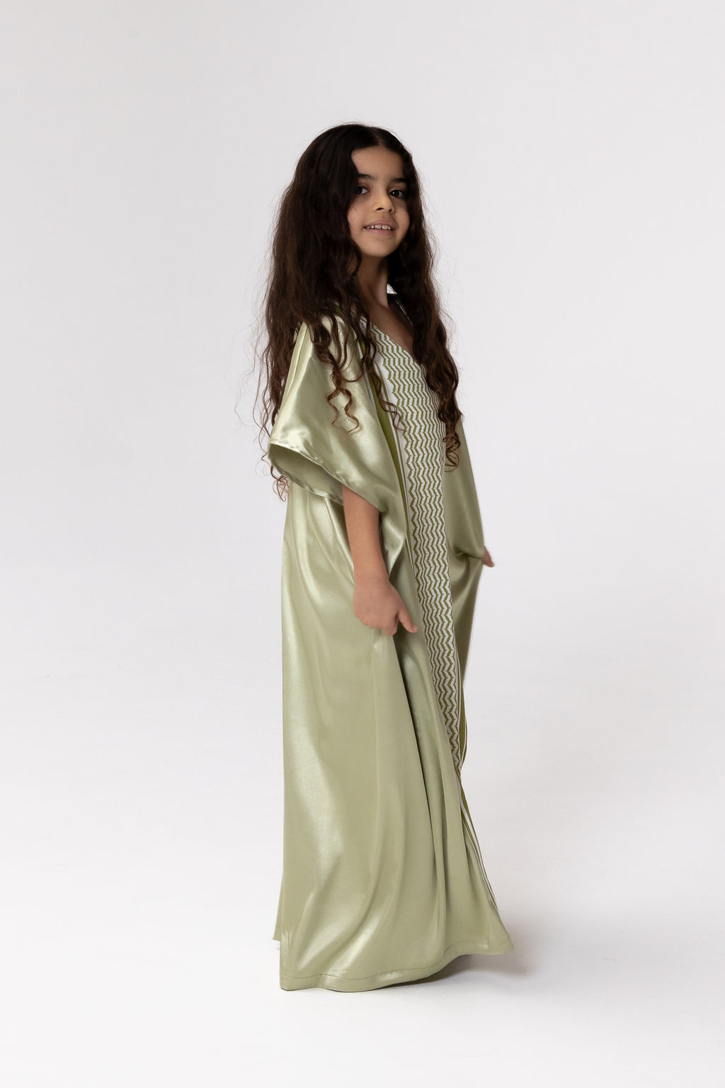 Kids Lime Embroidered Kaftan