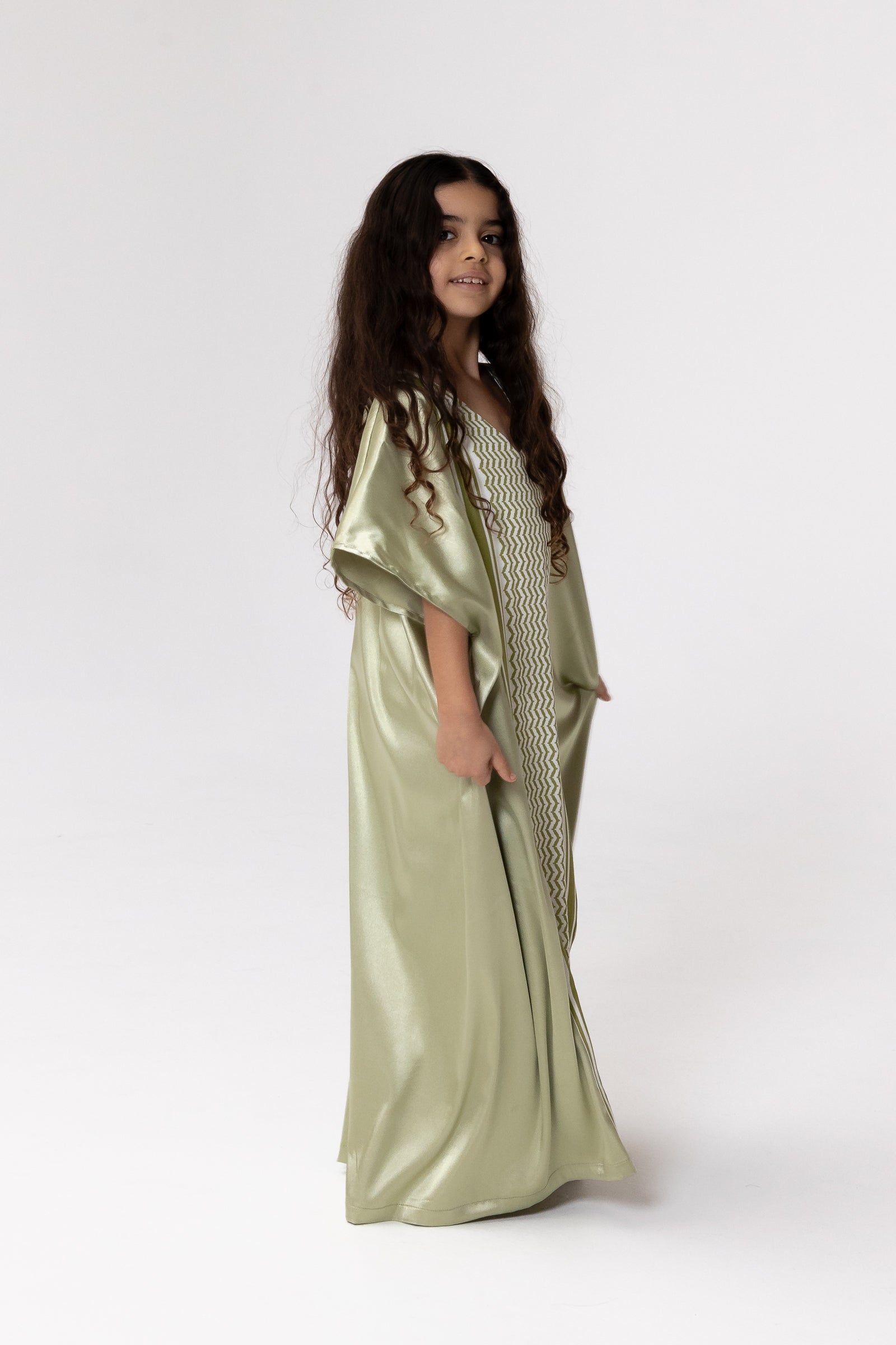 Kids Lime Embroidered Kaftan