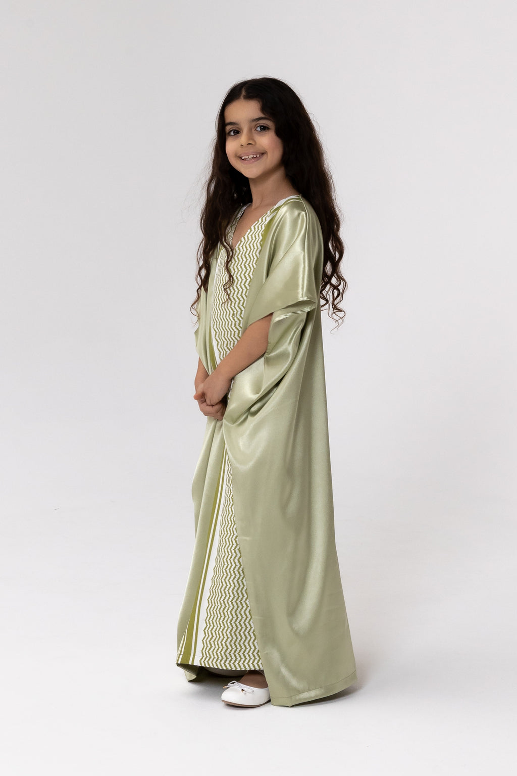 Kids Lime Embroidered Kaftan