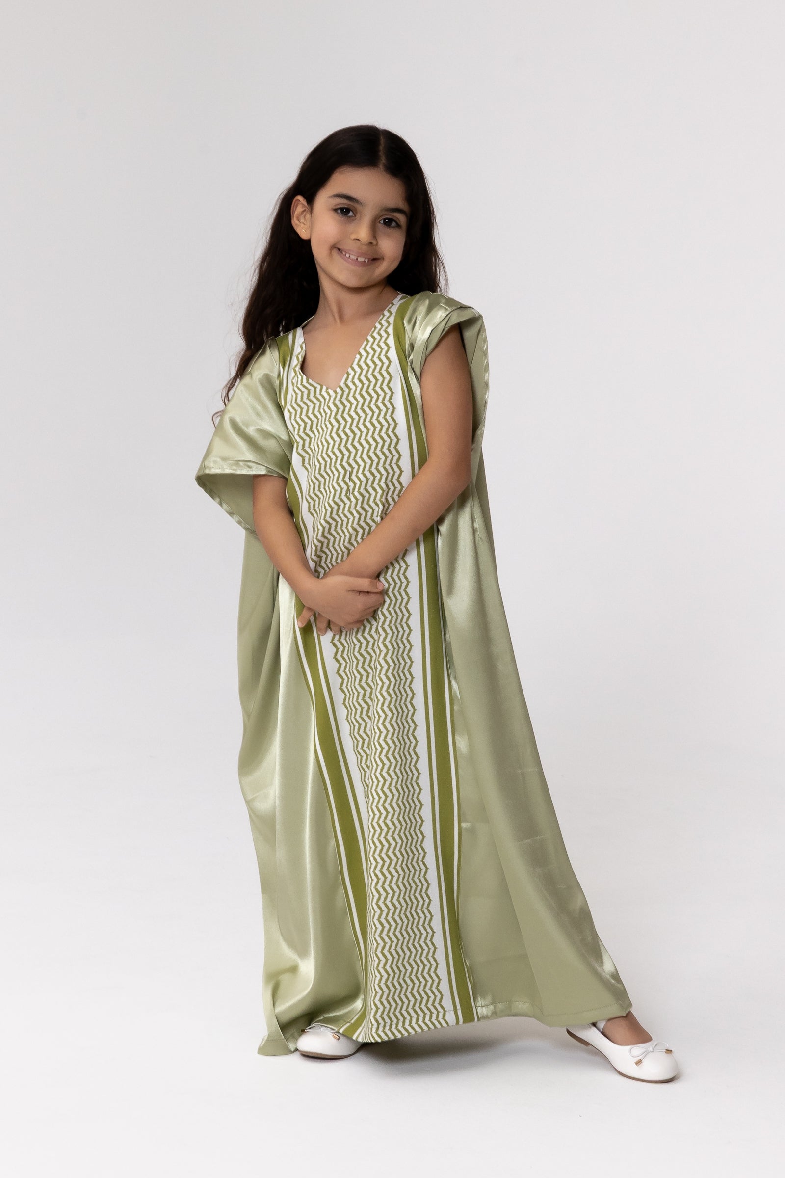 Kids Lime Embroidered Kaftan