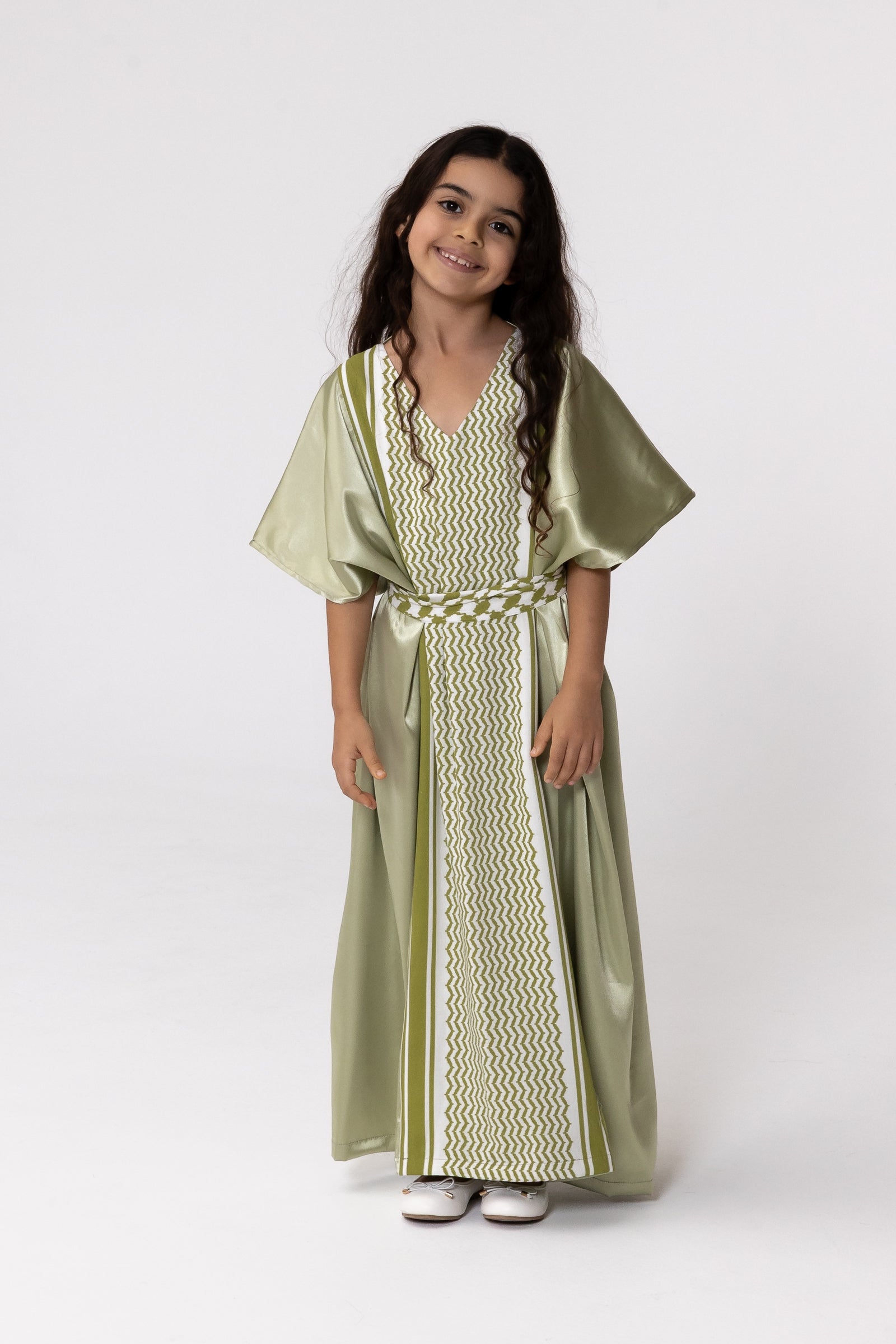 Kids Lime Embroidered Kaftan