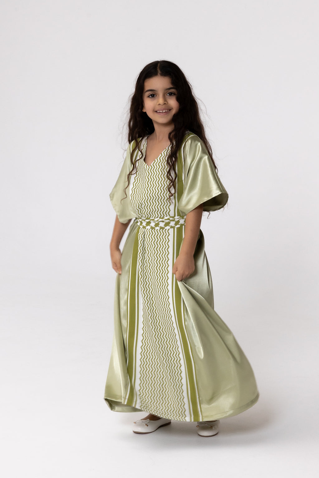 Kids Lime Embroidered Kaftan
