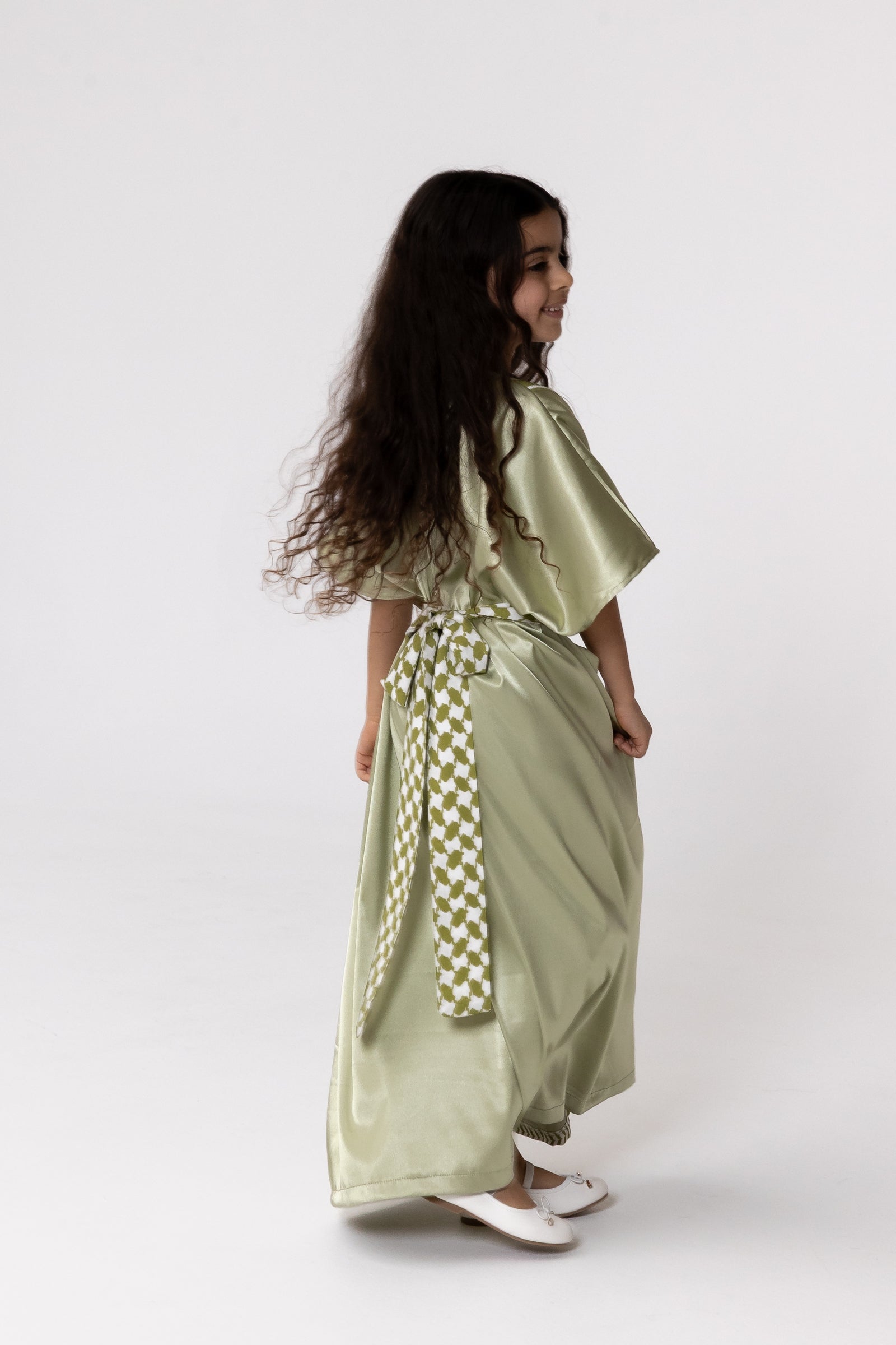 Kids Lime Embroidered Kaftan