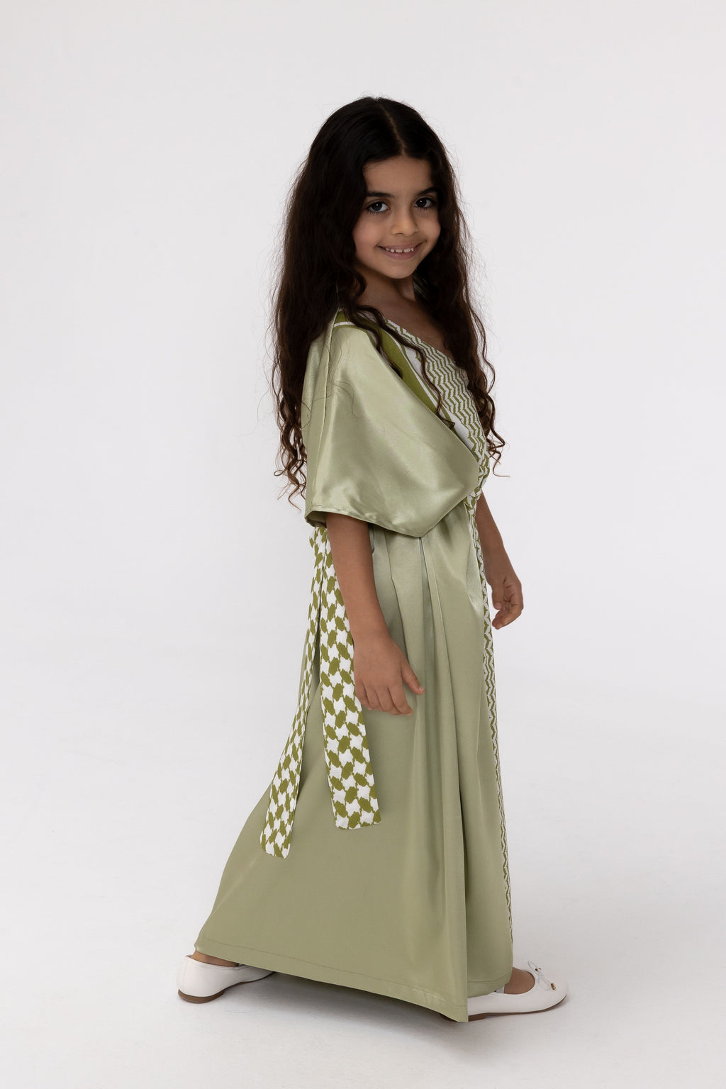 Kids Lime Embroidered Kaftan