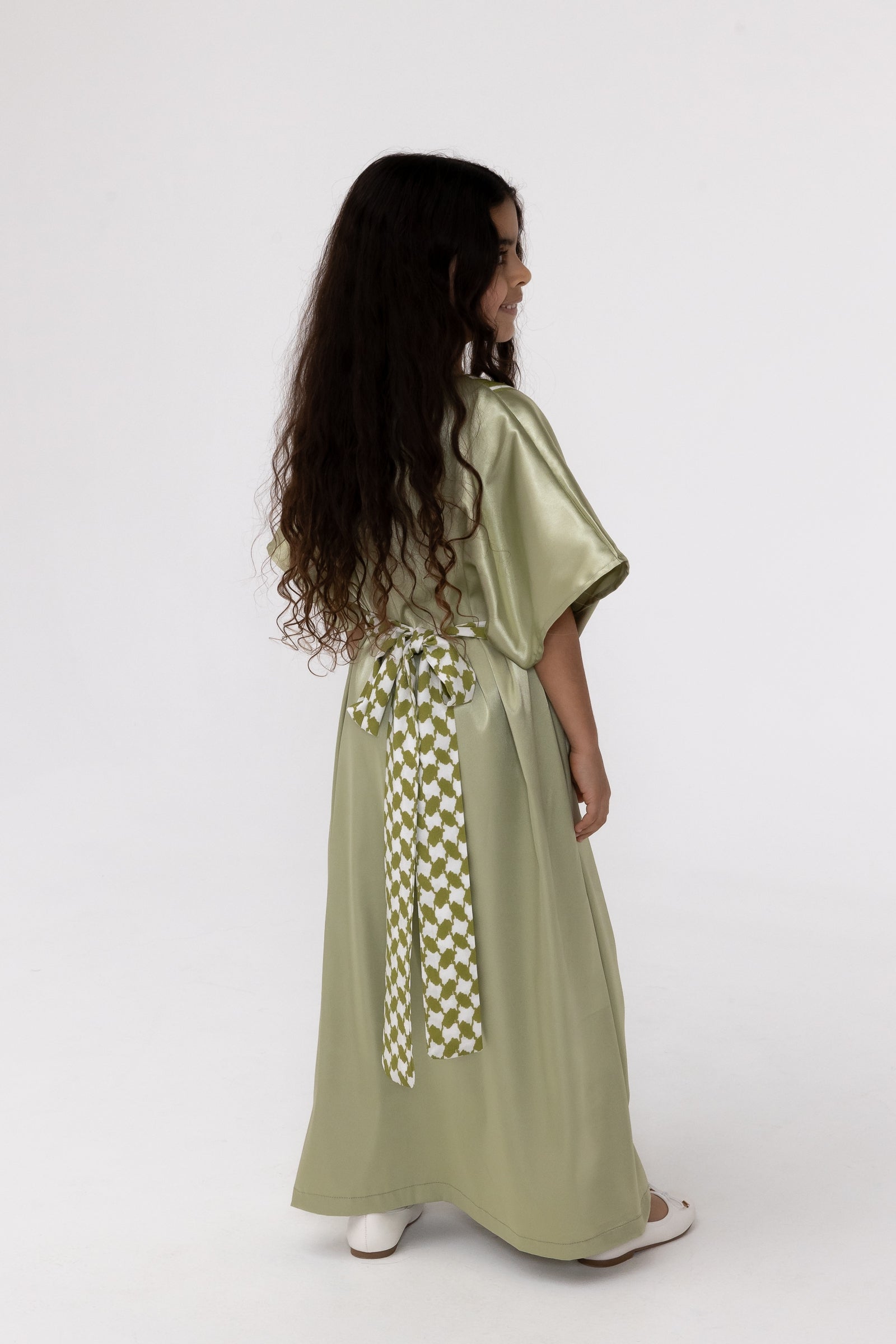 Kids Lime Embroidered Kaftan