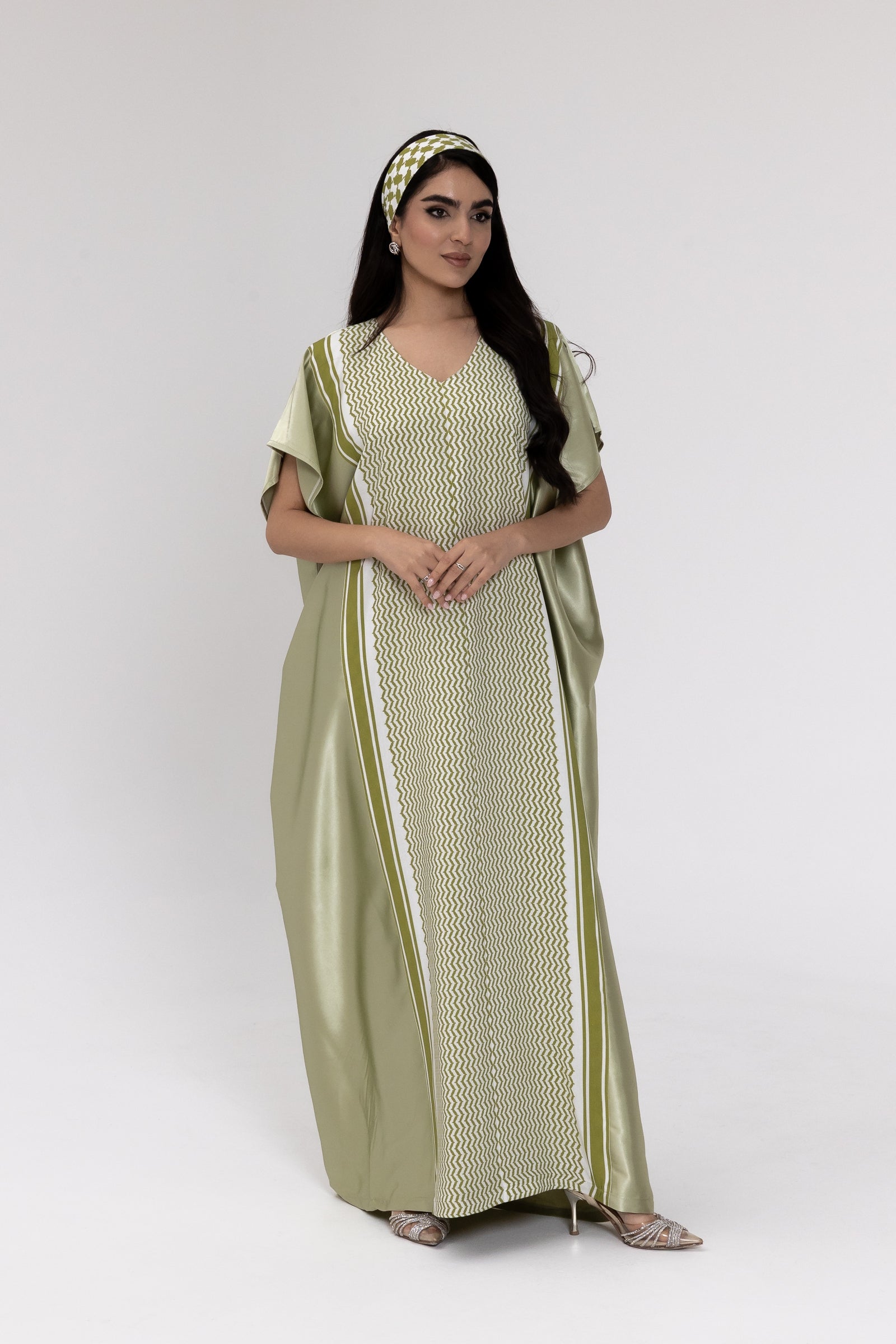 Lime Keffiyeh Kaftan