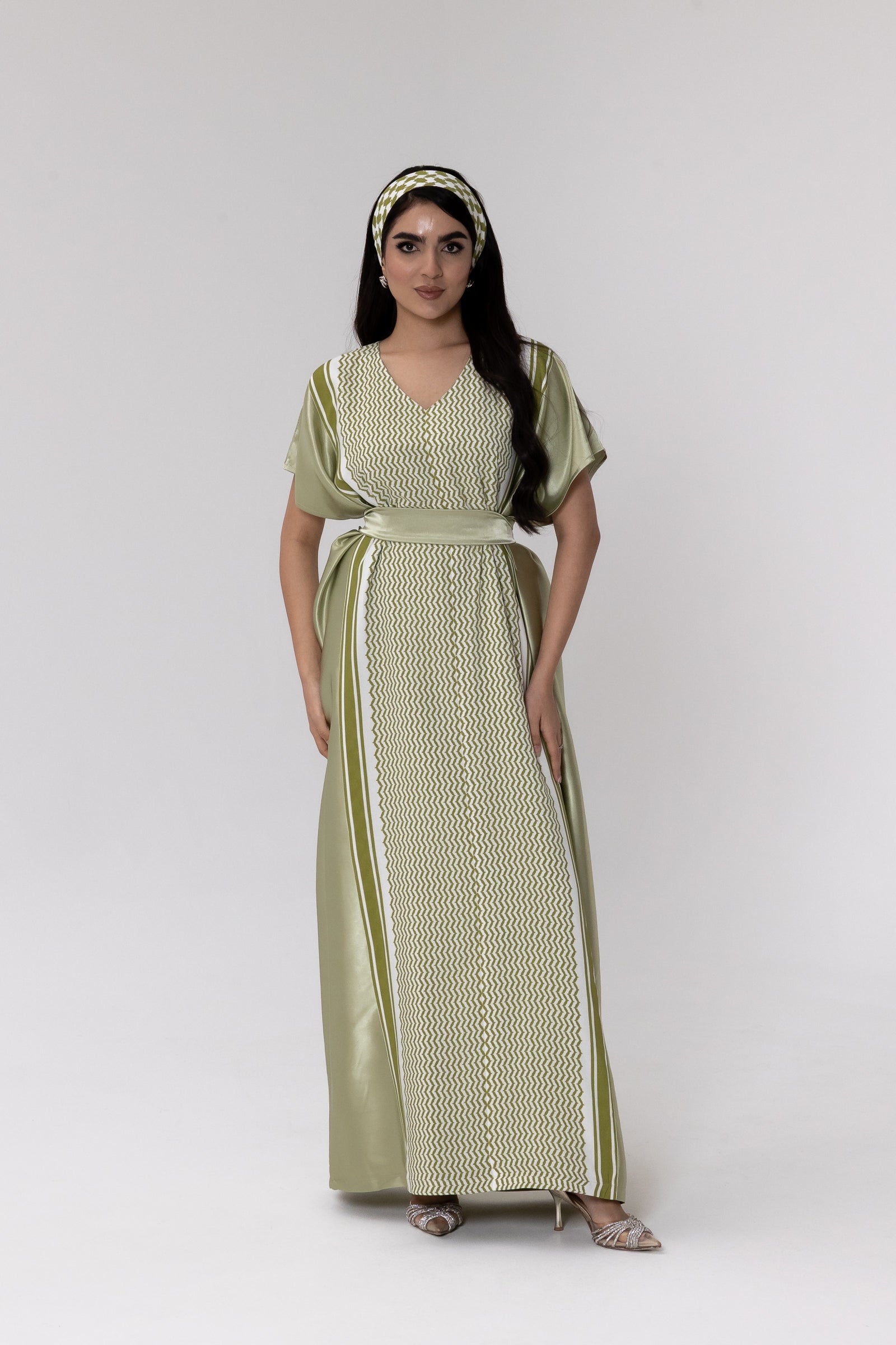 Lime Keffiyeh Kaftan