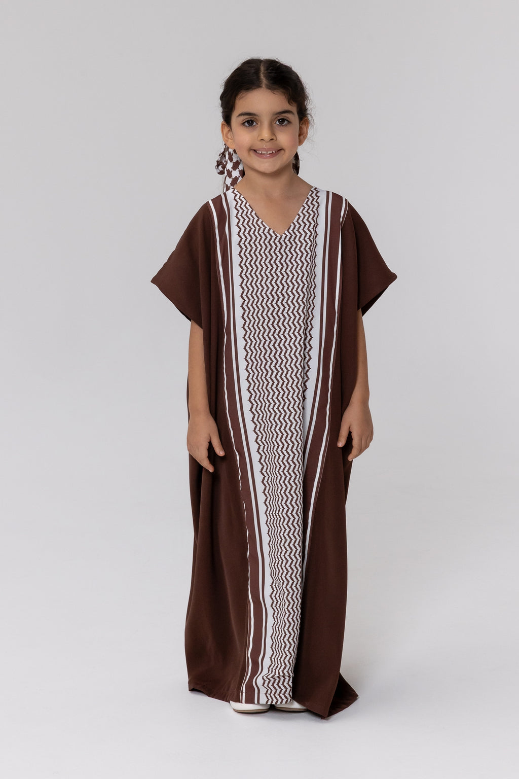 Kids Brown Keffiyeh Kaftan