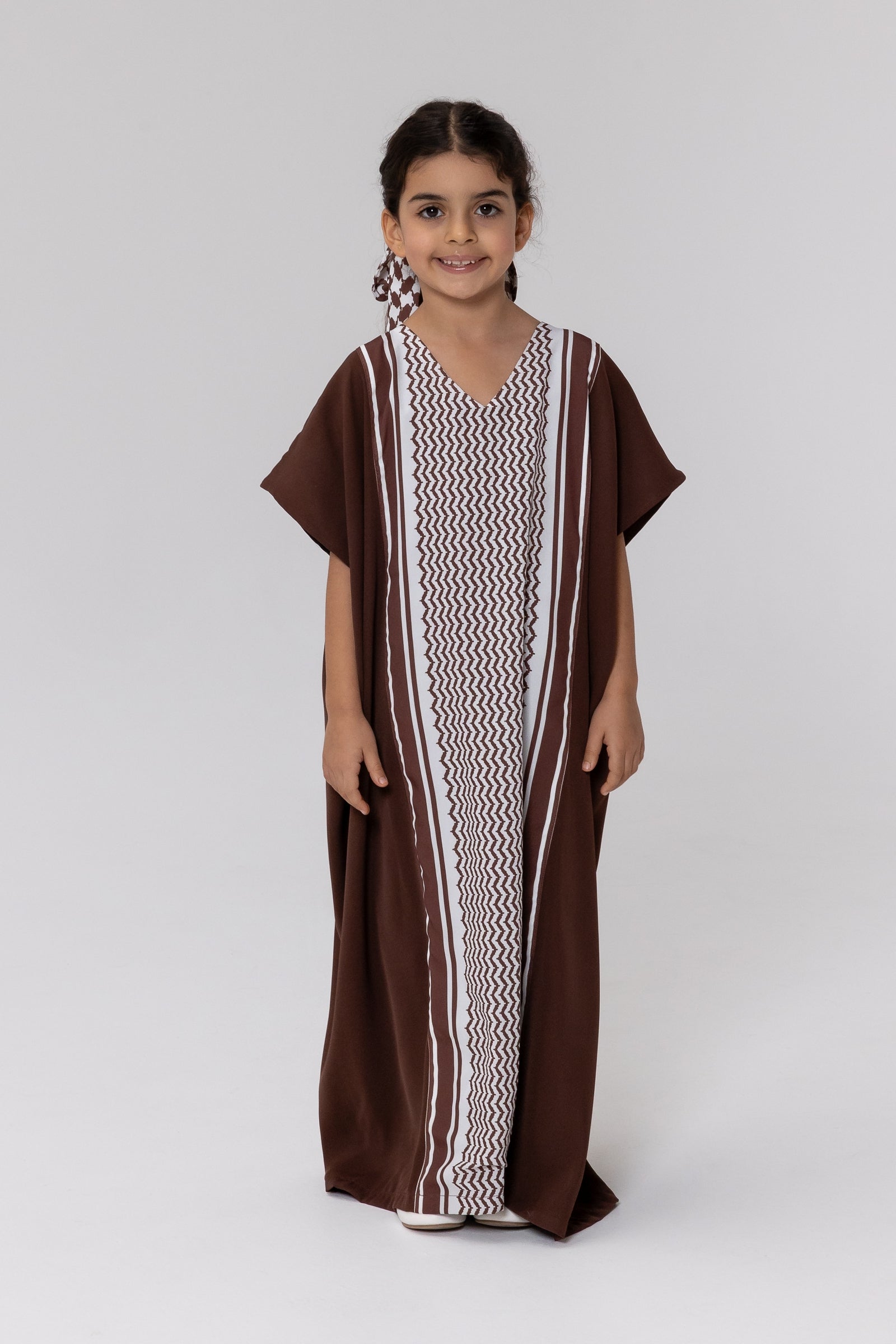Kids Brown Keffiyeh Kaftan