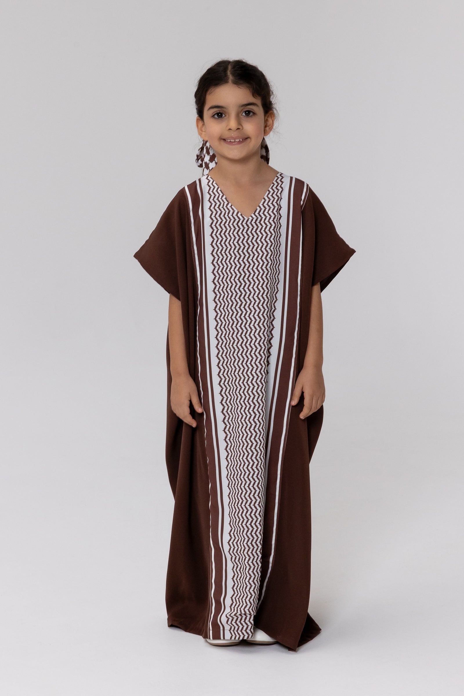 Kids Brown Keffiyeh Kaftan