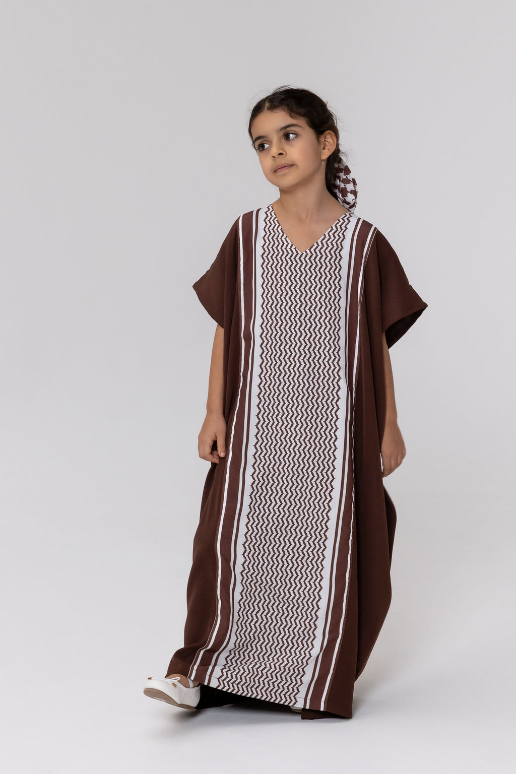 Kids Brown Keffiyeh Kaftan