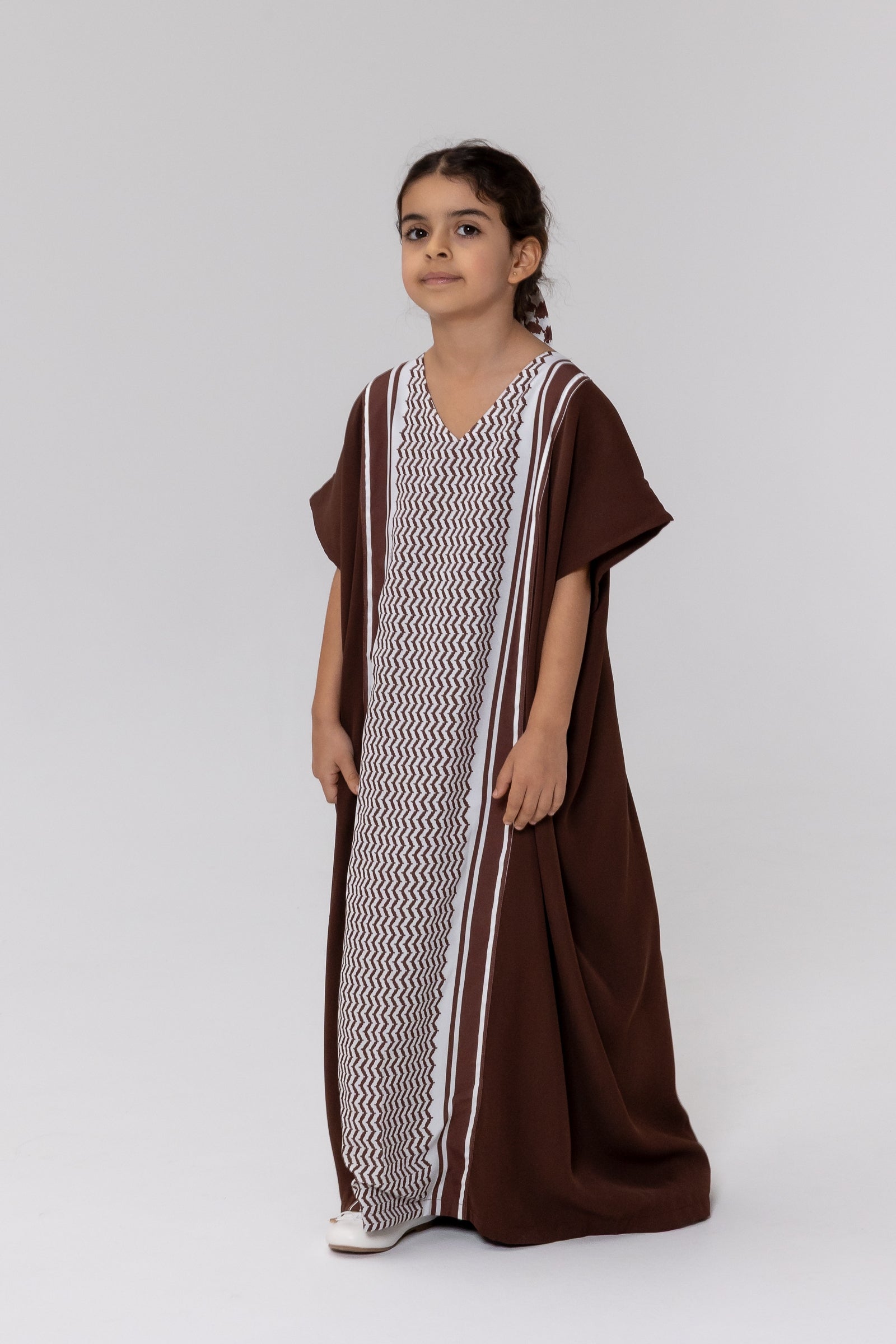 Kids Brown Keffiyeh Kaftan