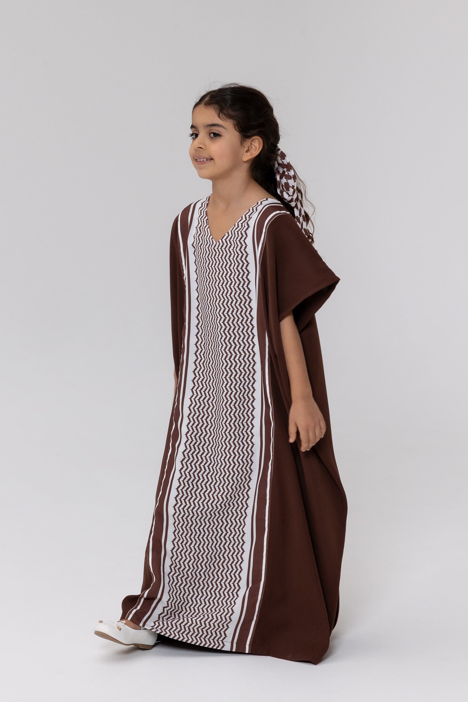 Kids Brown Keffiyeh Kaftan
