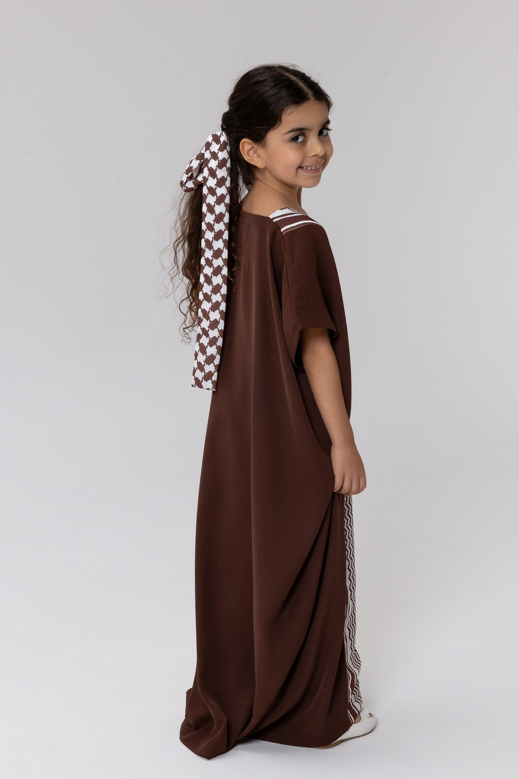 Kids Brown Keffiyeh Kaftan