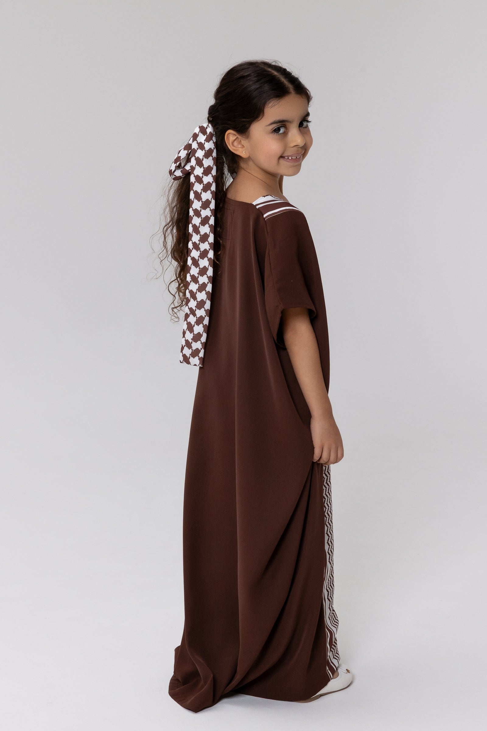 Kids Brown Keffiyeh Kaftan