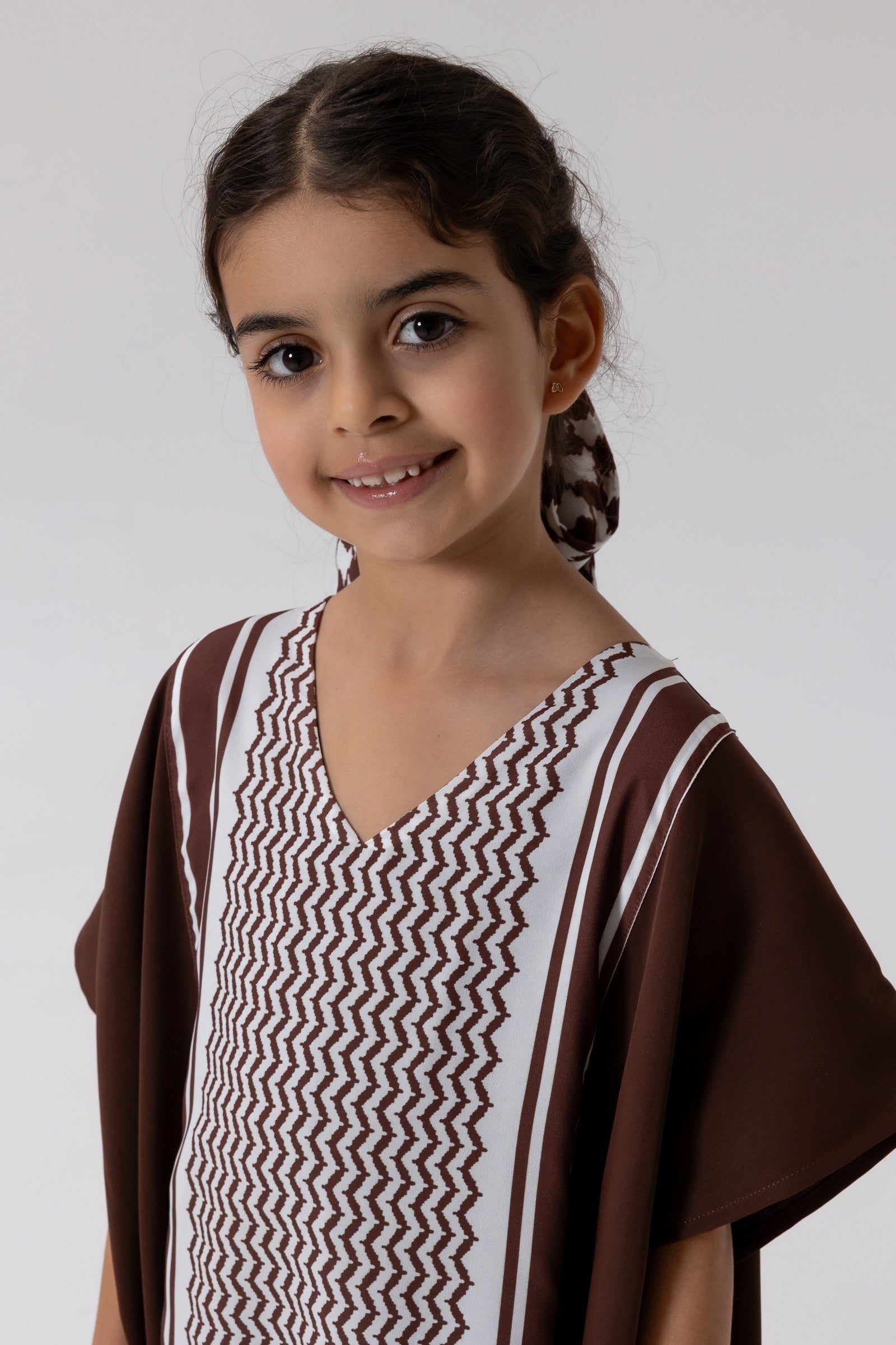 Kids Brown Keffiyeh Kaftan